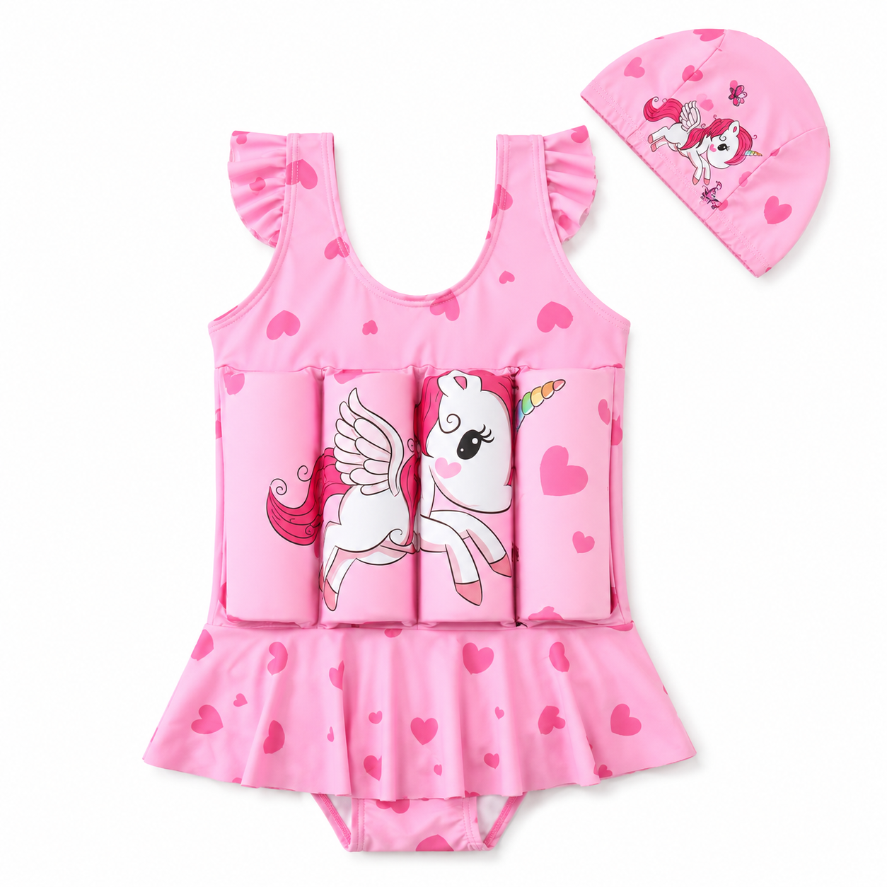 Kids Swimming Training Suit with Foam Support & Swim Cap 🏊‍♂️✨