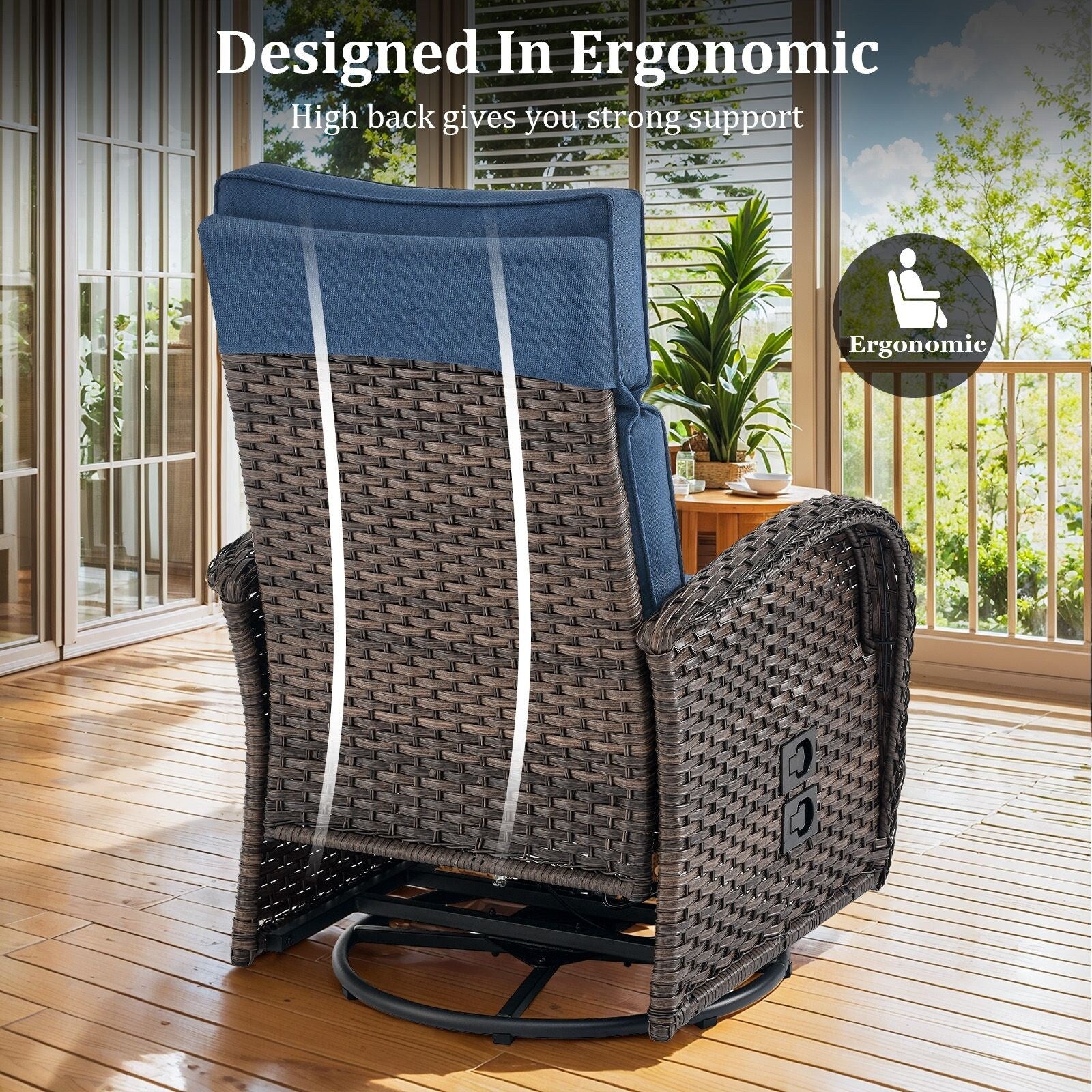 Pocassy Reclining Patio Chair with Adjustable Backrest