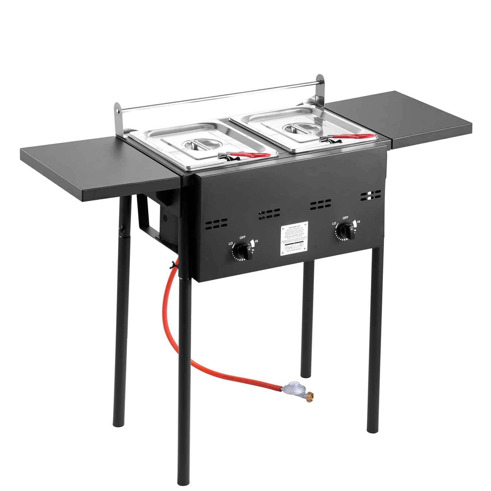 ⚡️Clearance sale⚡️ Outdoor Propane Deep Fryer, Dual-Tank 8QTx2 Commercial Fryer, Stainless Steel Cooker with Foldable Platform