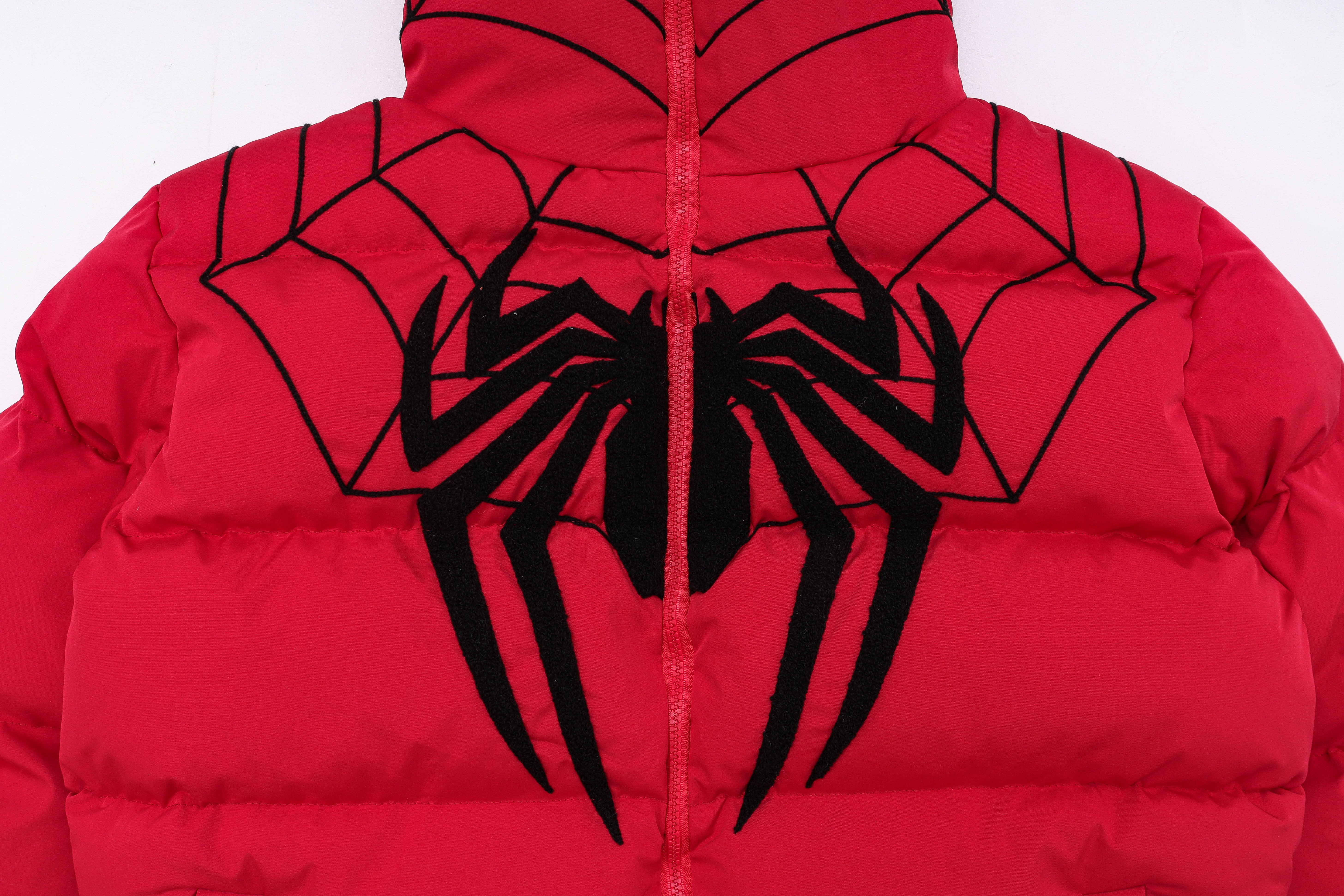 Spiderman Winter Long Sleeve Zip Hooded Puffer Jacket Coat Pockets Baggy Short Down Coat