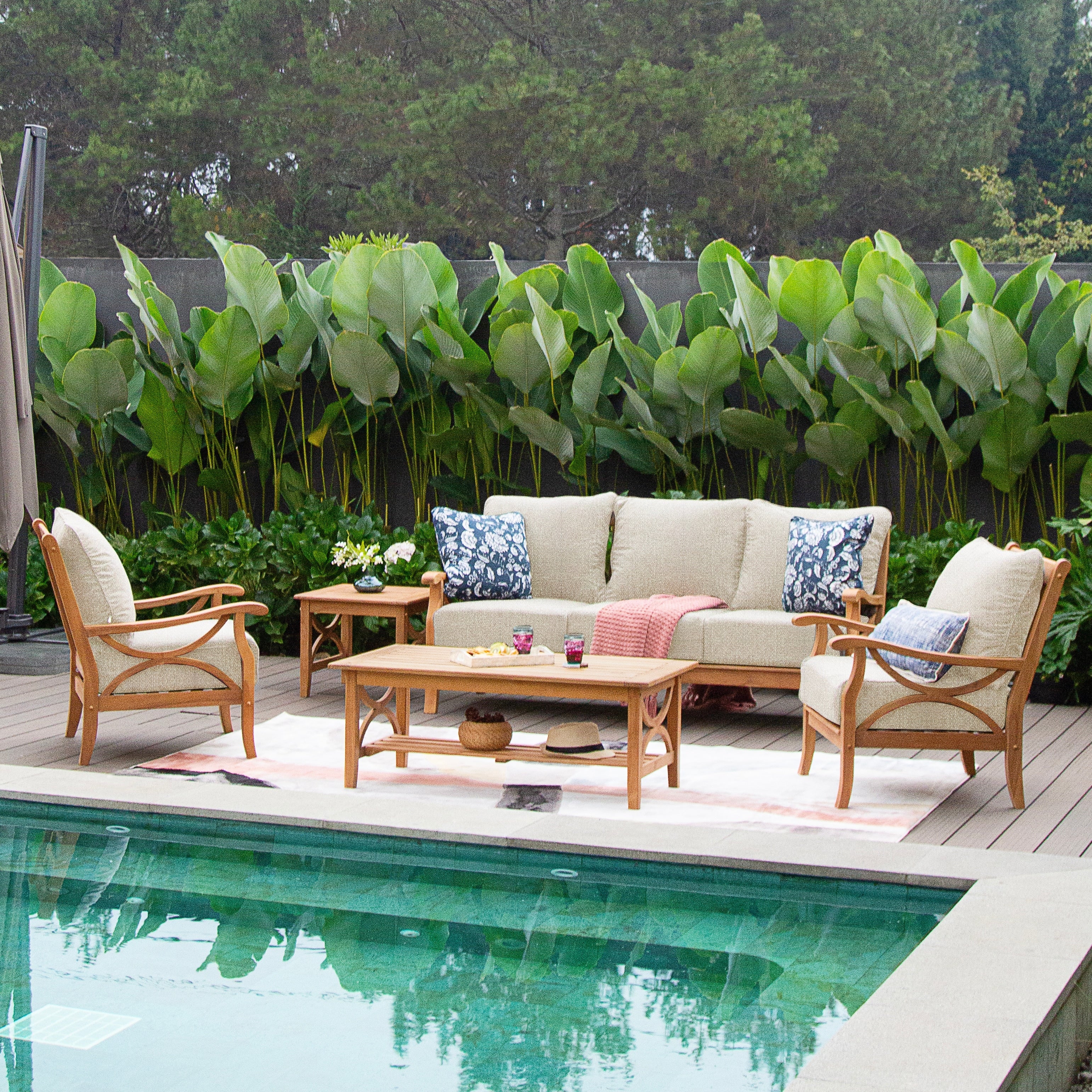 Cambridge Casual Lowell 5-piece Teak Wood Outdoor Conversation Set
