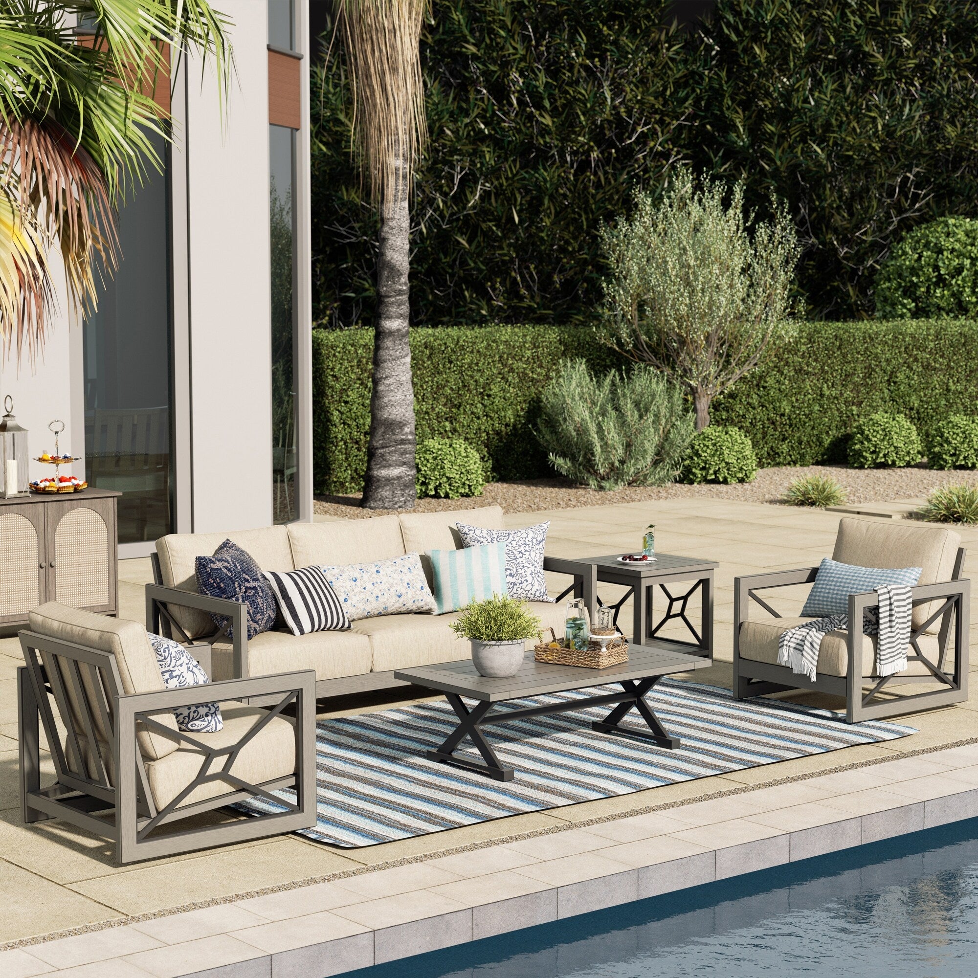Outdoor Club Swivel Chair with Sunbrella Cushion