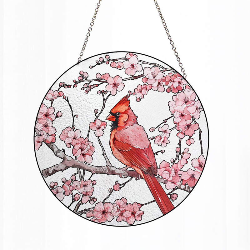 Cardinal&Hummingbird Stained Glass Suncatcher