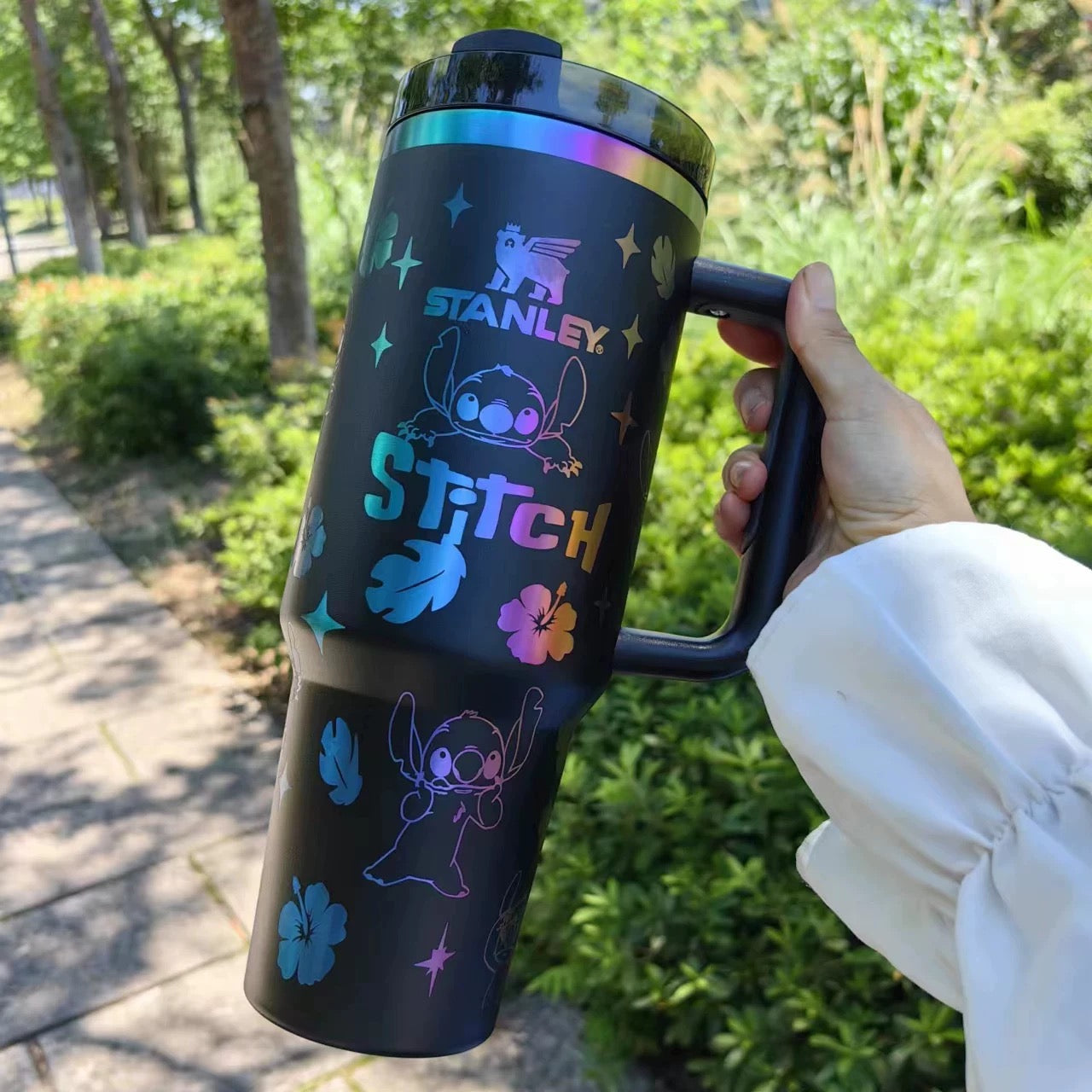 40oz Rose Red Stitch Stainless Steel Vacuum Insulated Tumbler 🚢Free Shipping🚢