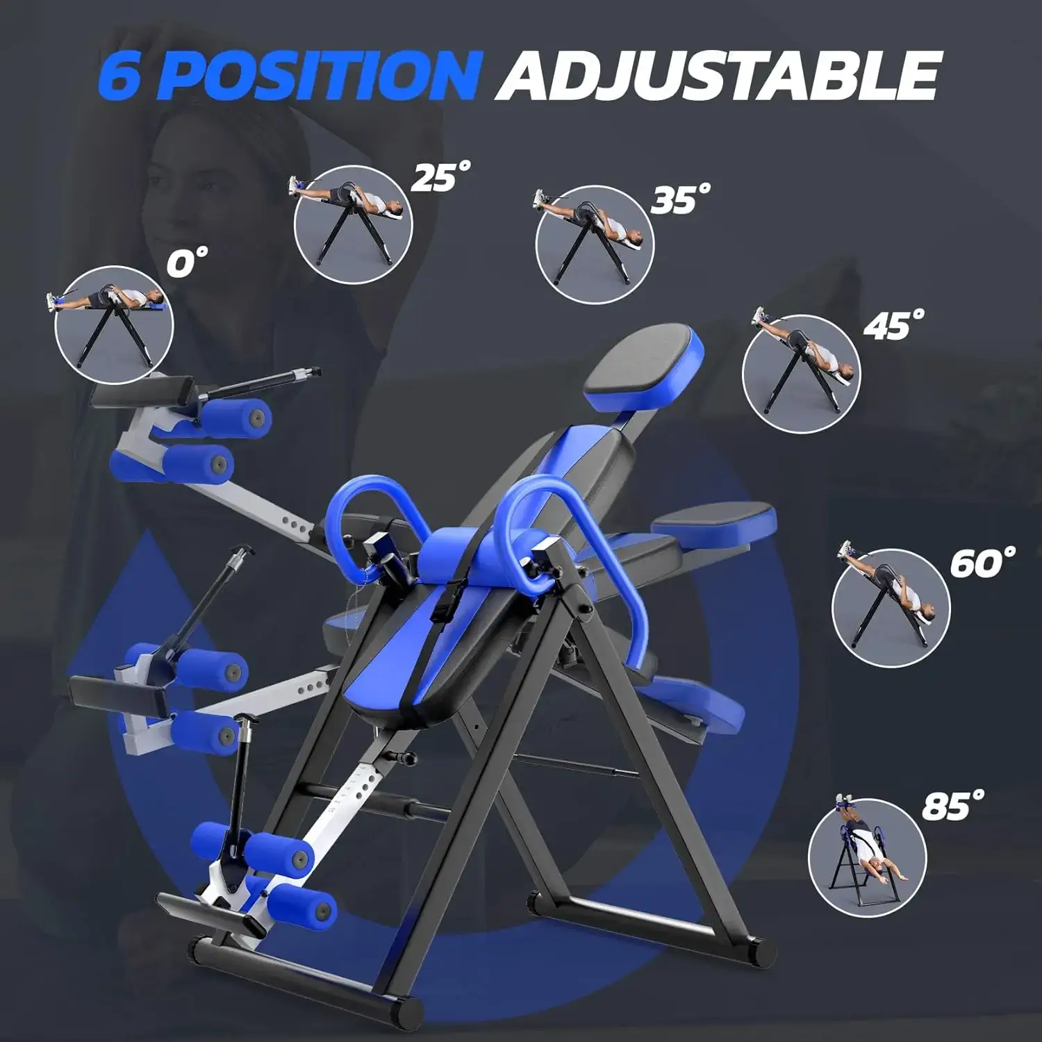 Heavy Duty Gravity Inversion Table | Adjustable Safety Belt & Headrest for Back Pain Relief Home Therapy