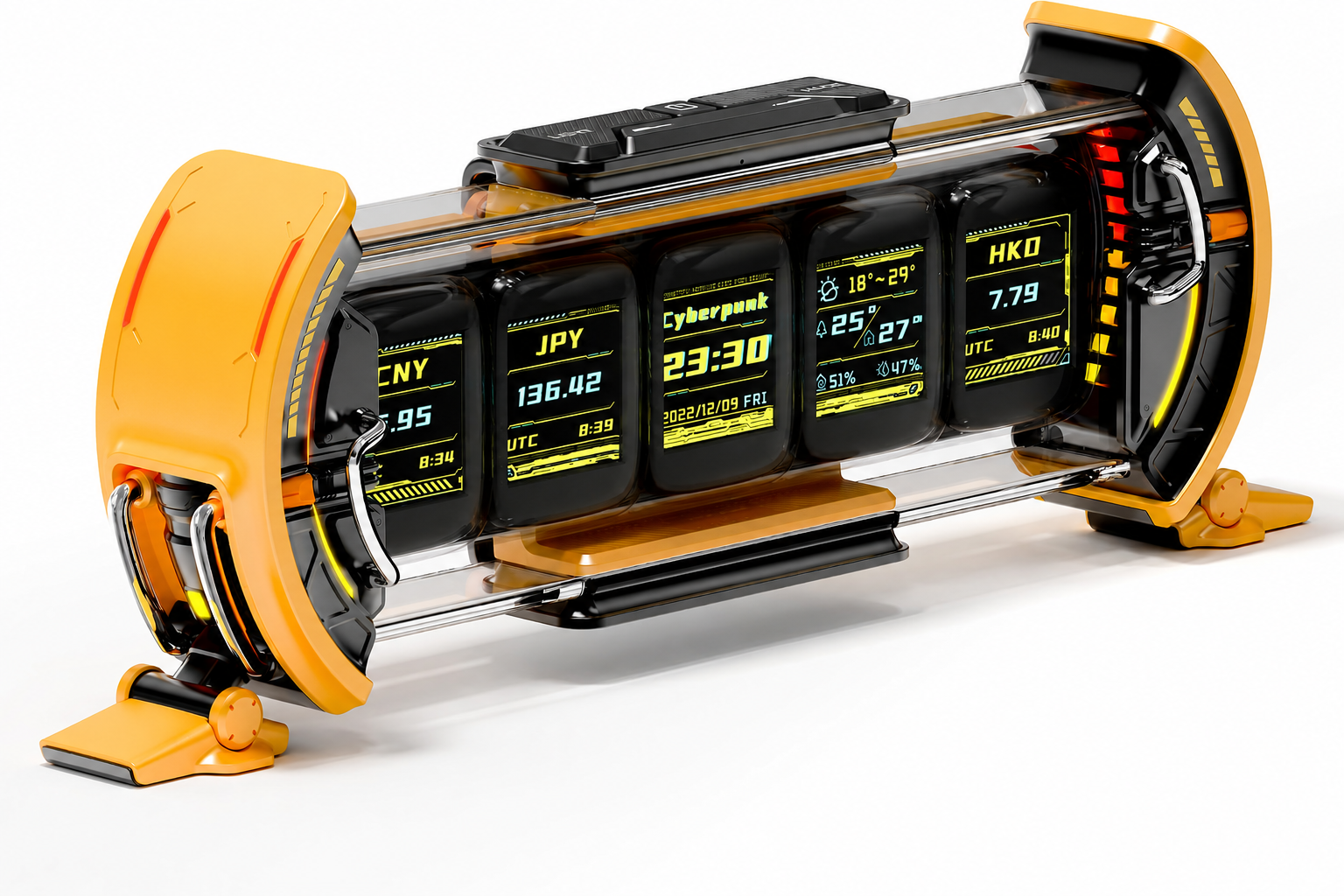 🔥 Cyberpunk 5-Screen Pixel Desk Clock – Smart WiFi RGB Display with Personalized Dashboard, Pixel Art & Live Data for Gaming Room, Office & Desk Setup 🎮✨