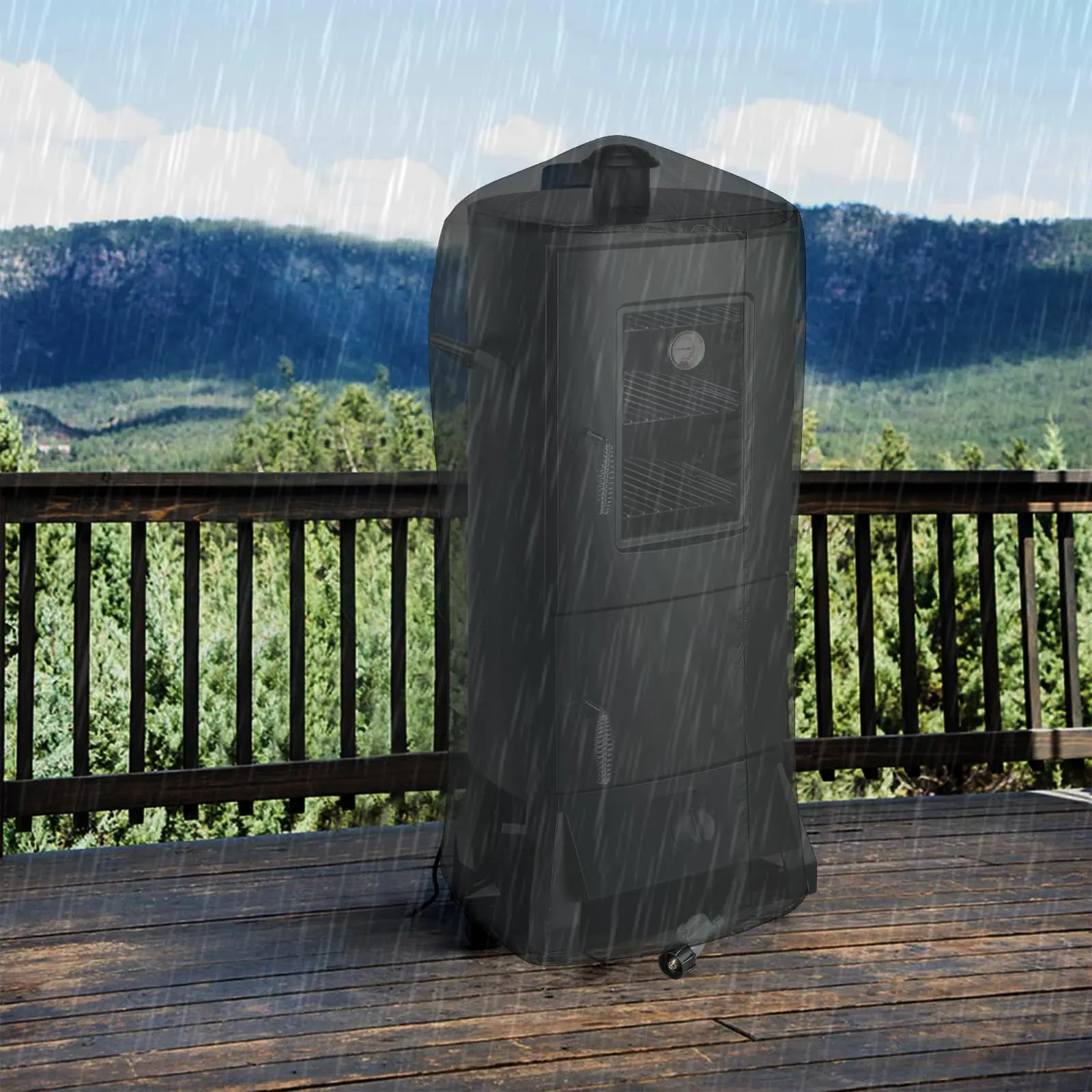 🔥🔥Last Chance Sale🔥Vertical Barbecue Smoker Set with Cover, Grills, 3 Removable Shelves, Temperature Control, Sturdy Alloy Steel Construction