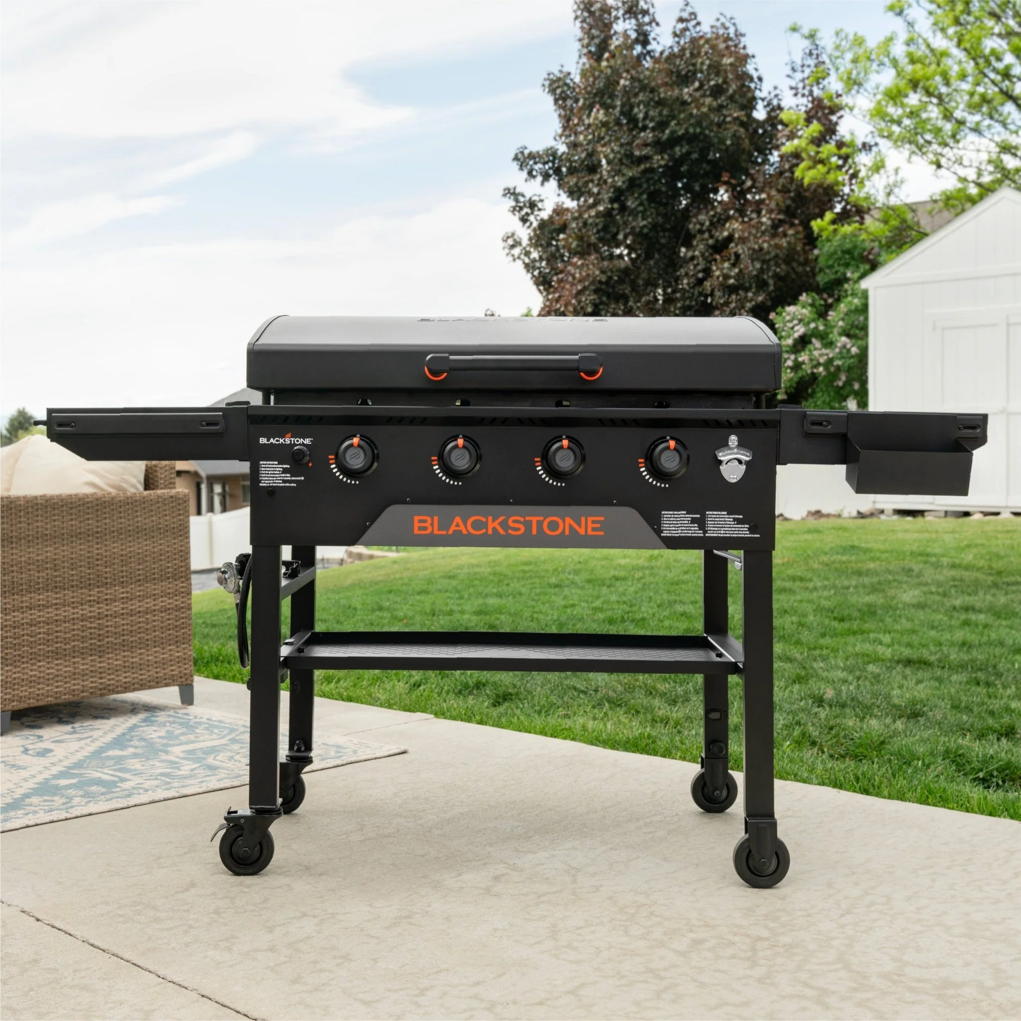Blackstone Iron Forged 4 Burner Liquid Propane Outdoor Griddle with Hood Black