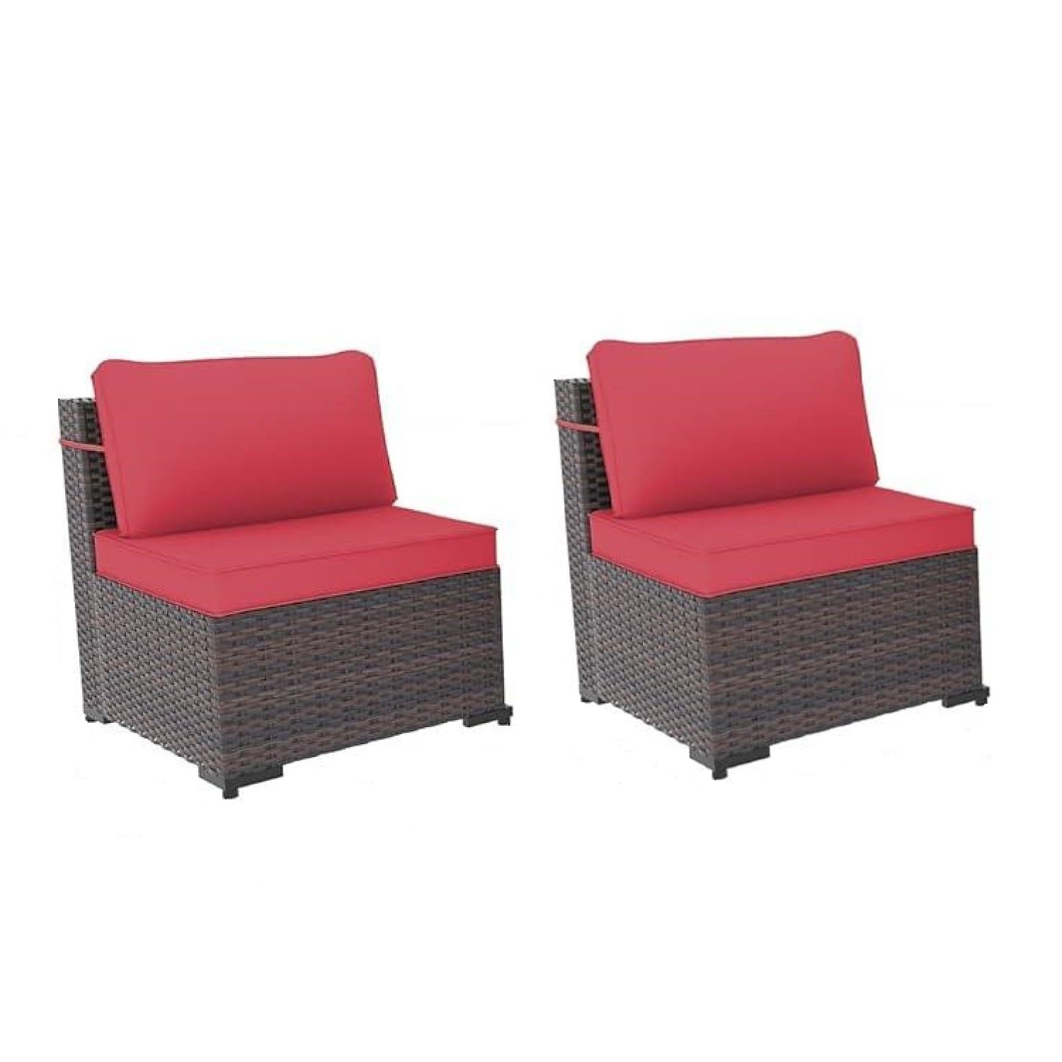 Outdoor Rattan Sectional Sofa Set, Patio Furniture Conversation Set with Fire Pit Table