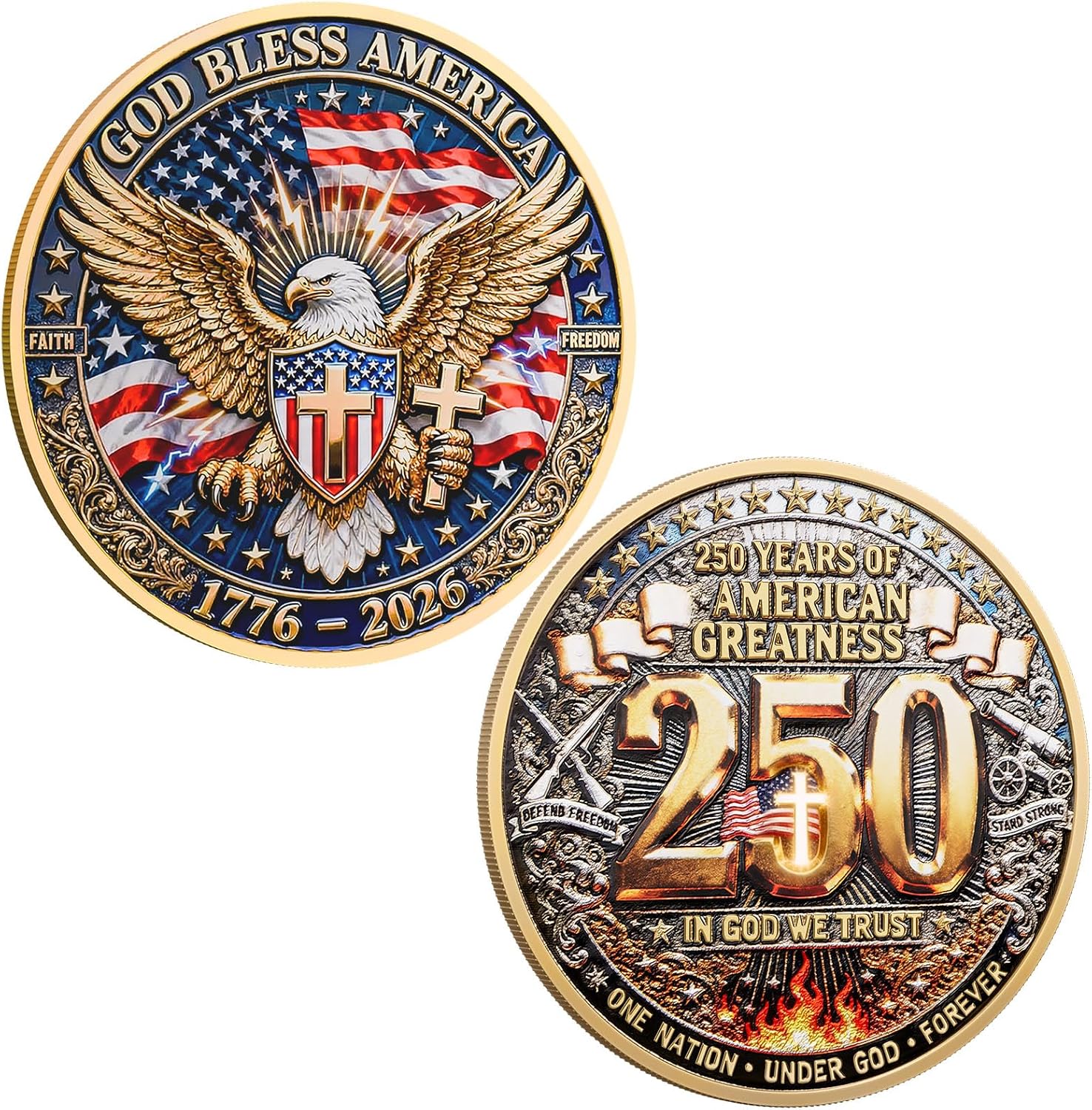 250th Anniversary U.S. Army Commemorative Coin Double-Sided High Relief Design 1775-2025 Military Collector Coin Veteran Gift Patriotic Metal Challenge Coin (Army)