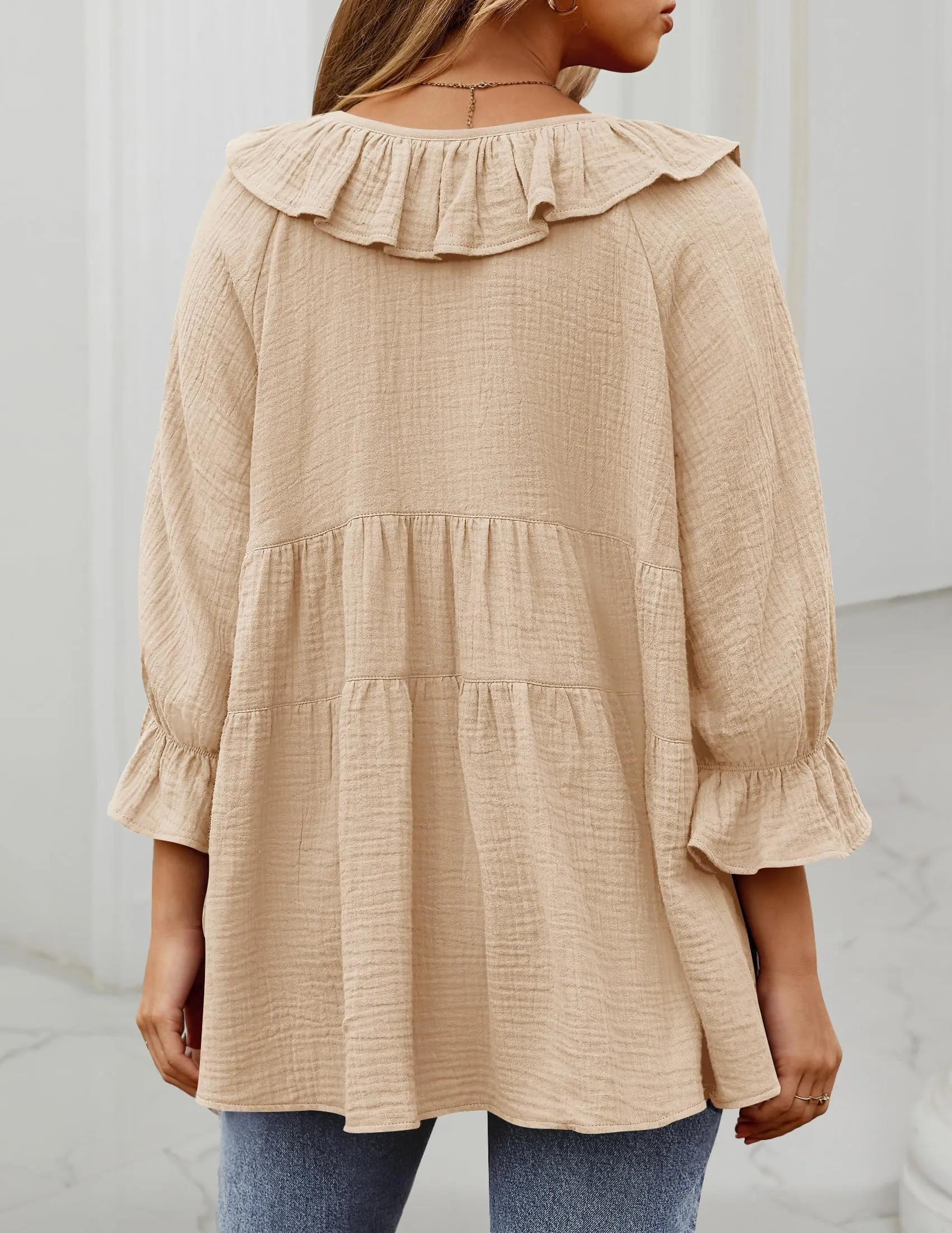 Ruffle Tie Neck Peplum Blouse