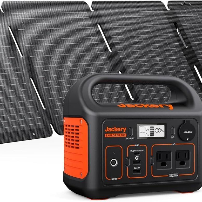 Solar Generator 300, 292Wh Power Station , 300W Pure Sine Wave AC Outlet for RV Outdoors Camping Travel Blackout