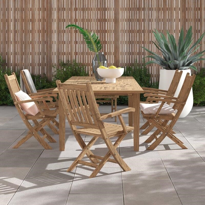 Sidney Rectangular 6 - Person 108.5'' Long Teak Dining Set