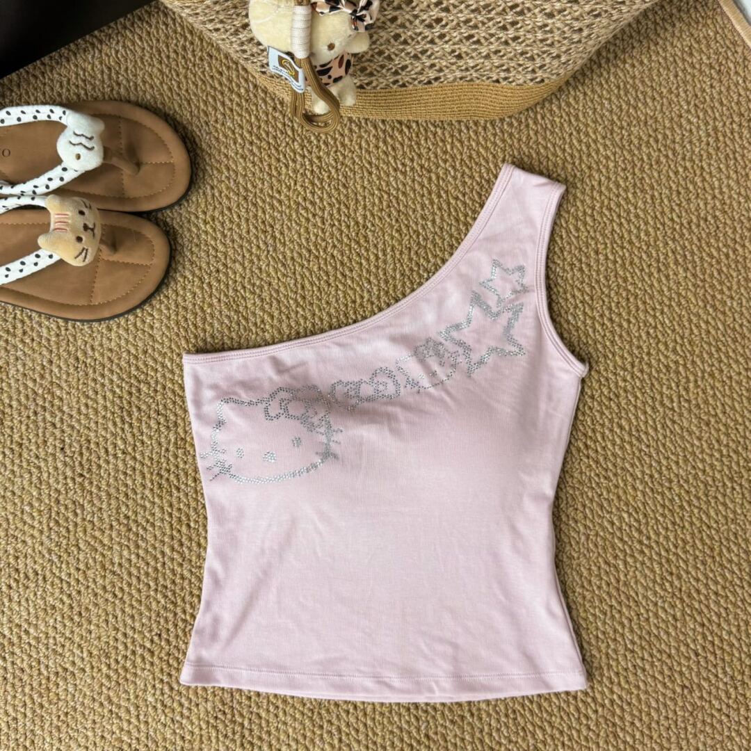 Hellokitty One Shoulder Tank Tops