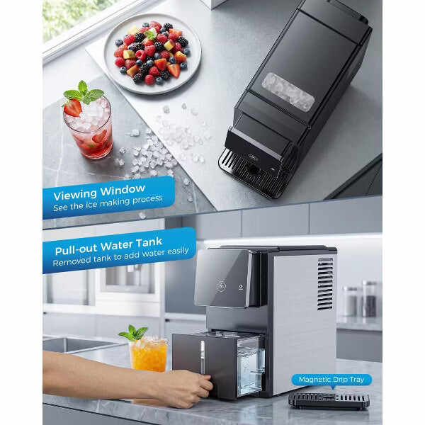 🔥clearance sale🔥Countertop Nugget Ice Maker with One-Touch Dispensing – 33lbs/Day Production