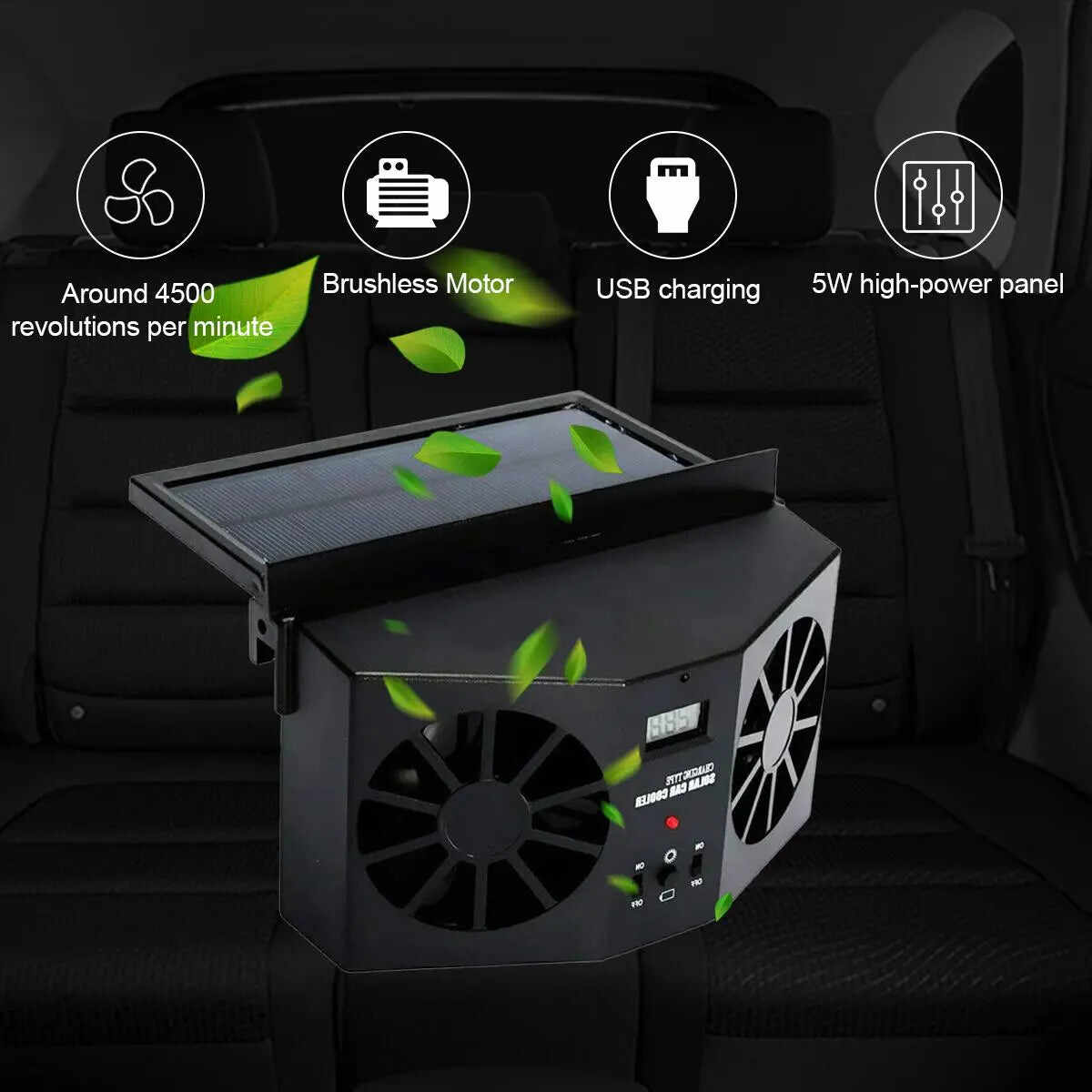 [Father's Day gift]Dual Outlet Solar Car Vent Fan Auto Air Circulation Cooling Exhaust Fan For Vehicle,Exhaust Fan