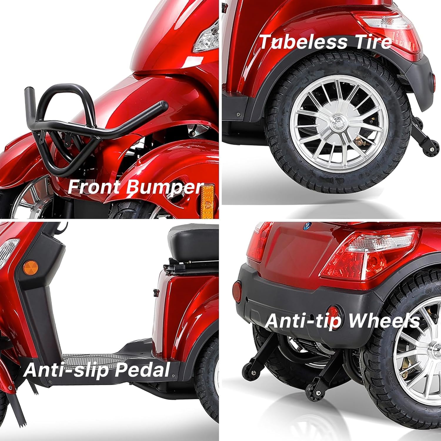 Heavy Duty 4-Wheel Mobility Scooter - 60V/20Ah,35 Miles for Seniors 500lbs with Adjustable Seat and Drum Brake