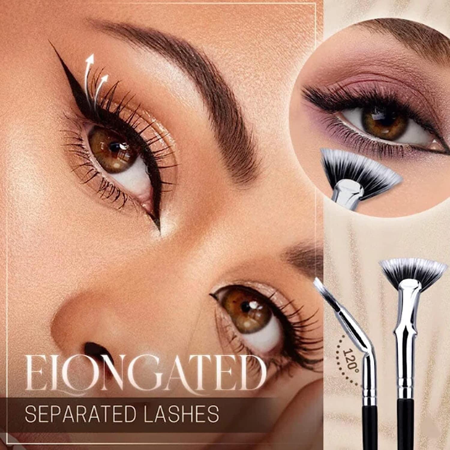 Foldable angled eyelash brus