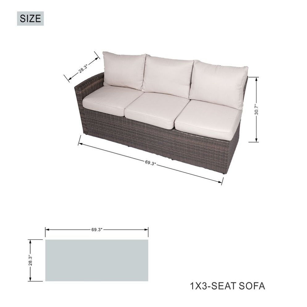 7-piece Patio Wicker Garden Chat Sofa Set with Fire Pit Table and Storage Box