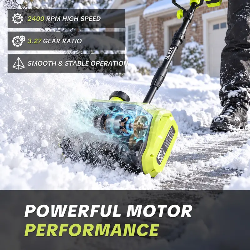 🔥Last Chance Sale🔥21V Cordless Snow Shovel with 2×3.6Ah Batteries, Adjustable Handle & Directional Snow Chute