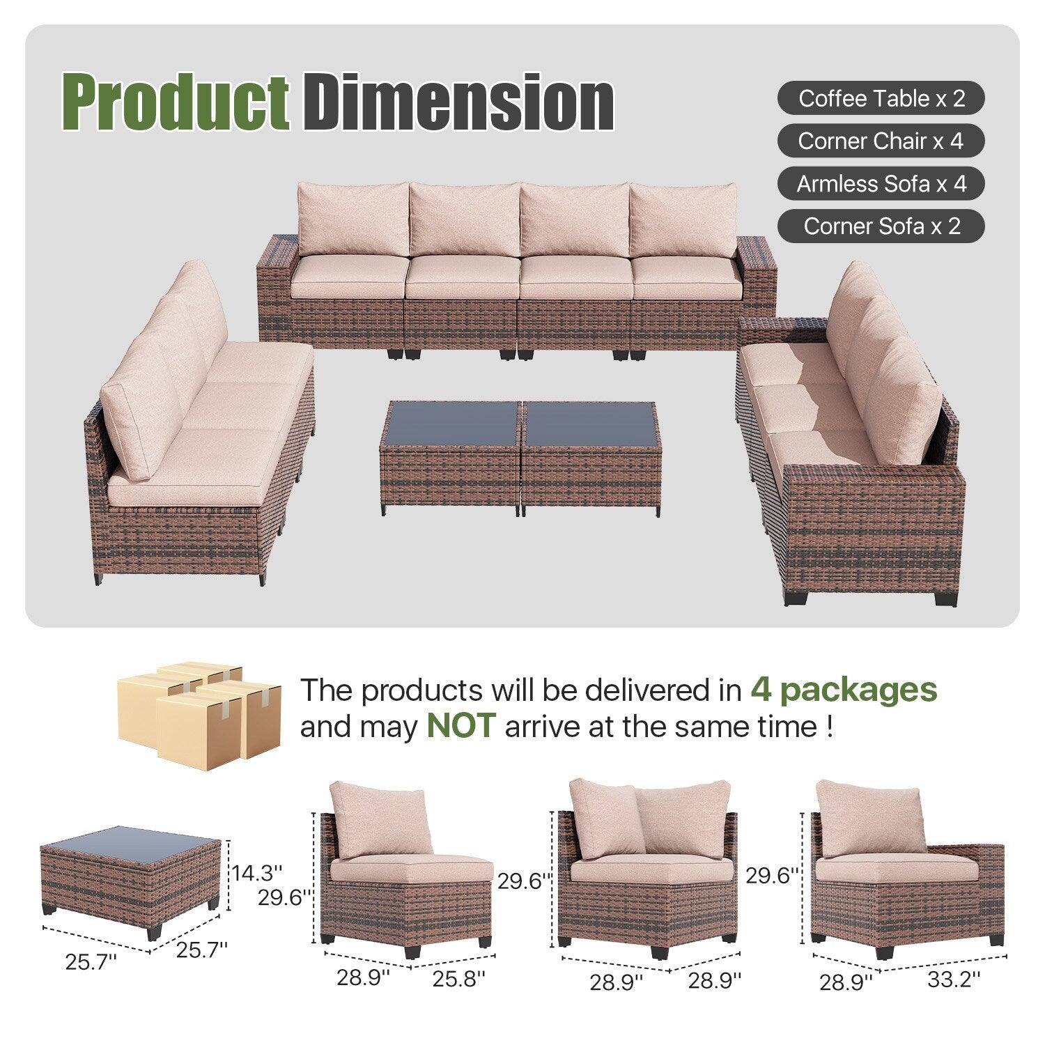 Patio Furniture Set , Outdoor Sectional Sofa Set