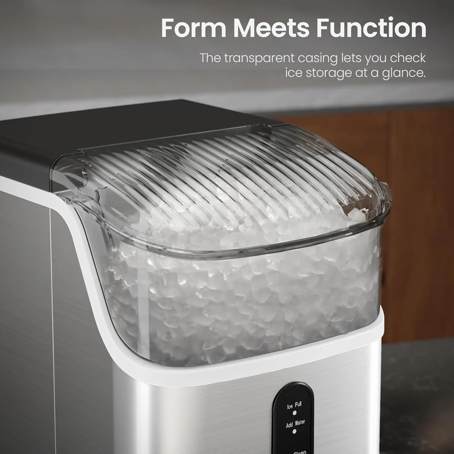 Countertop Nugget Ice Maker Machine,Portable Self‑Cleaning Ice Machine,35Lbs/24H,7‑Mins Fast Ice Making for Home Kitchen Office