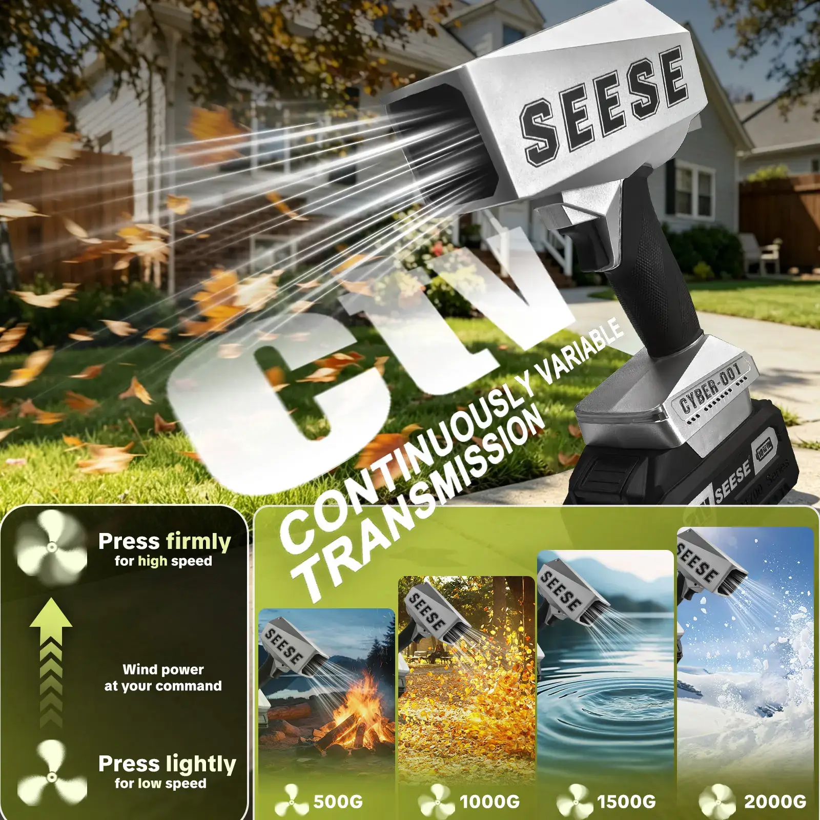 Father’s Day Gift 2000G Cordless Leaf Blower, 120 MPH Brushless Pure Copper Motor Jet Fan with Battery, Multi-Purpose Air Duster for Car Drying, Leaf & Snow Removal