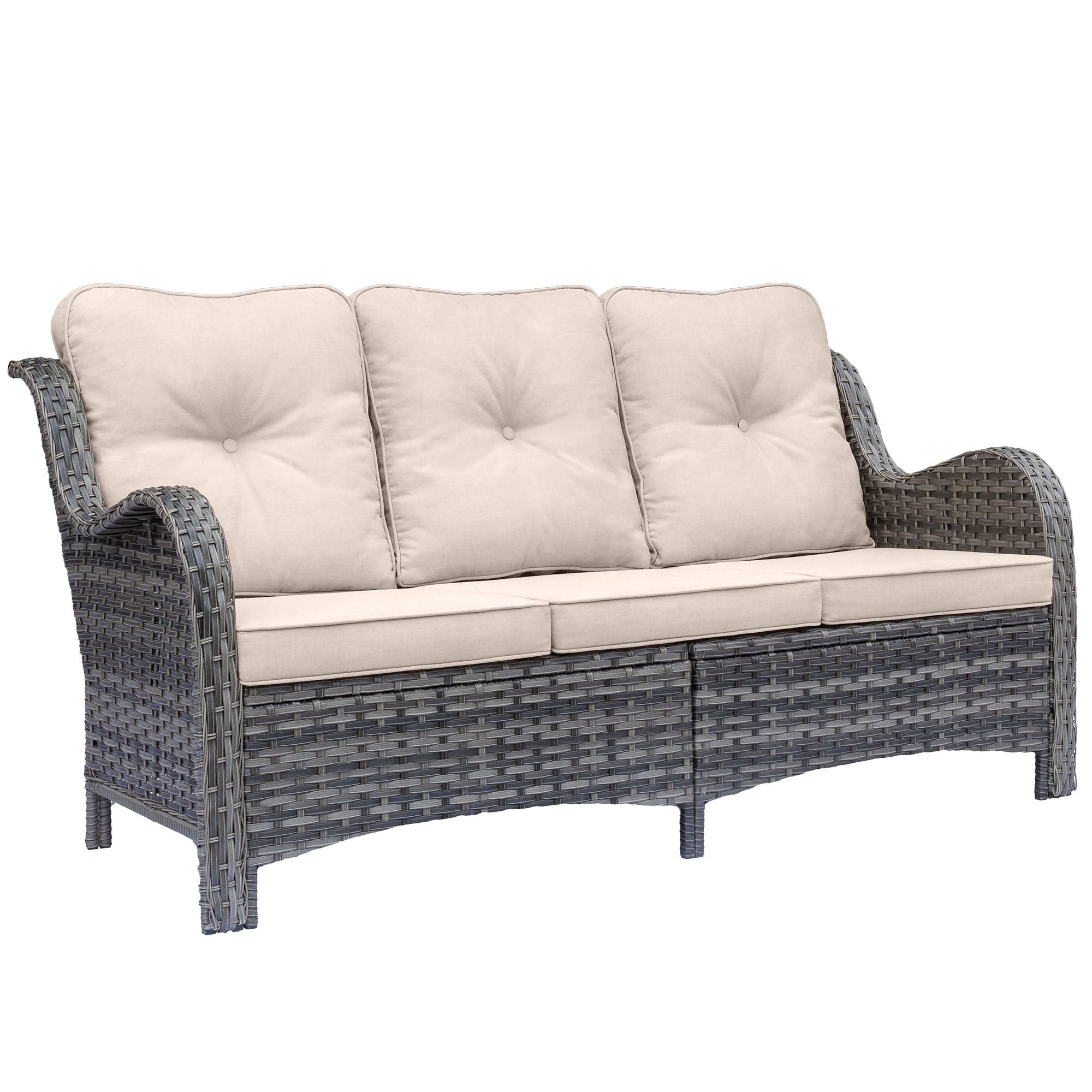 Outdoor Patio Furniture Set-Wicker Patio Conversation Swivel Chair Set