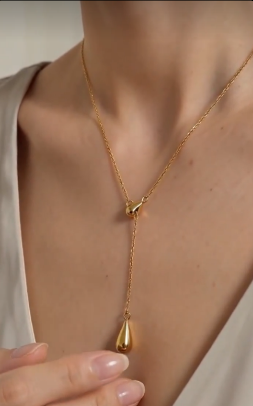✨ Elegant Teardrop Lariat Necklace