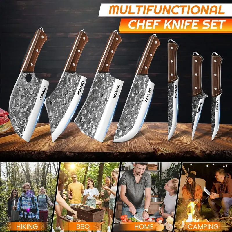 🔥 Special Offer — 14-Piece High-Carbon Stainless Steel Kitchen Knife Set with Wooden Handles & Accessories 🔪