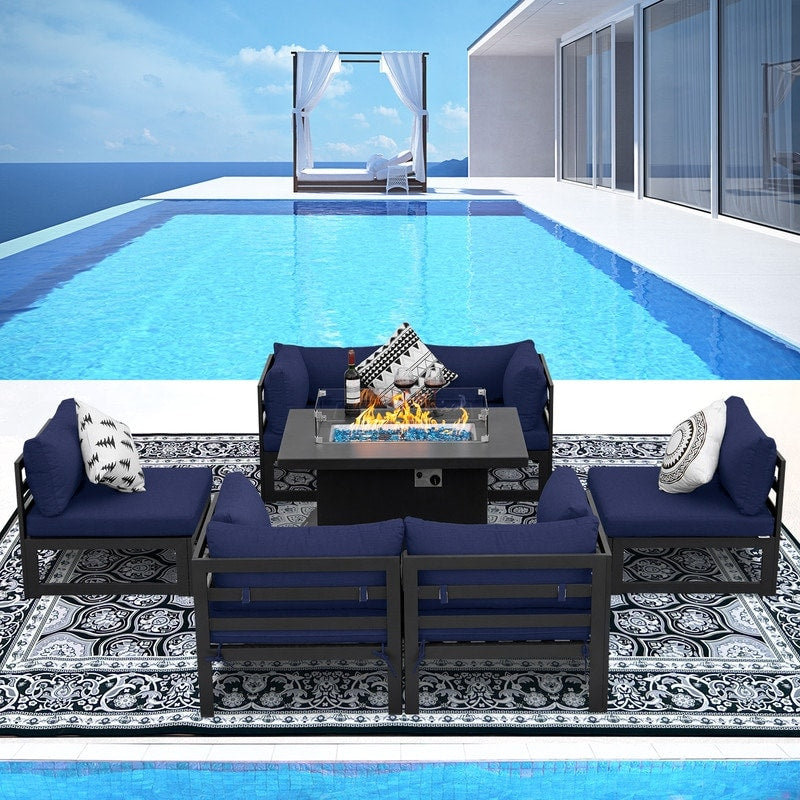 FINCATI Aluminum Outdoor Patio Furniture Conversation Sectional Sofa Set