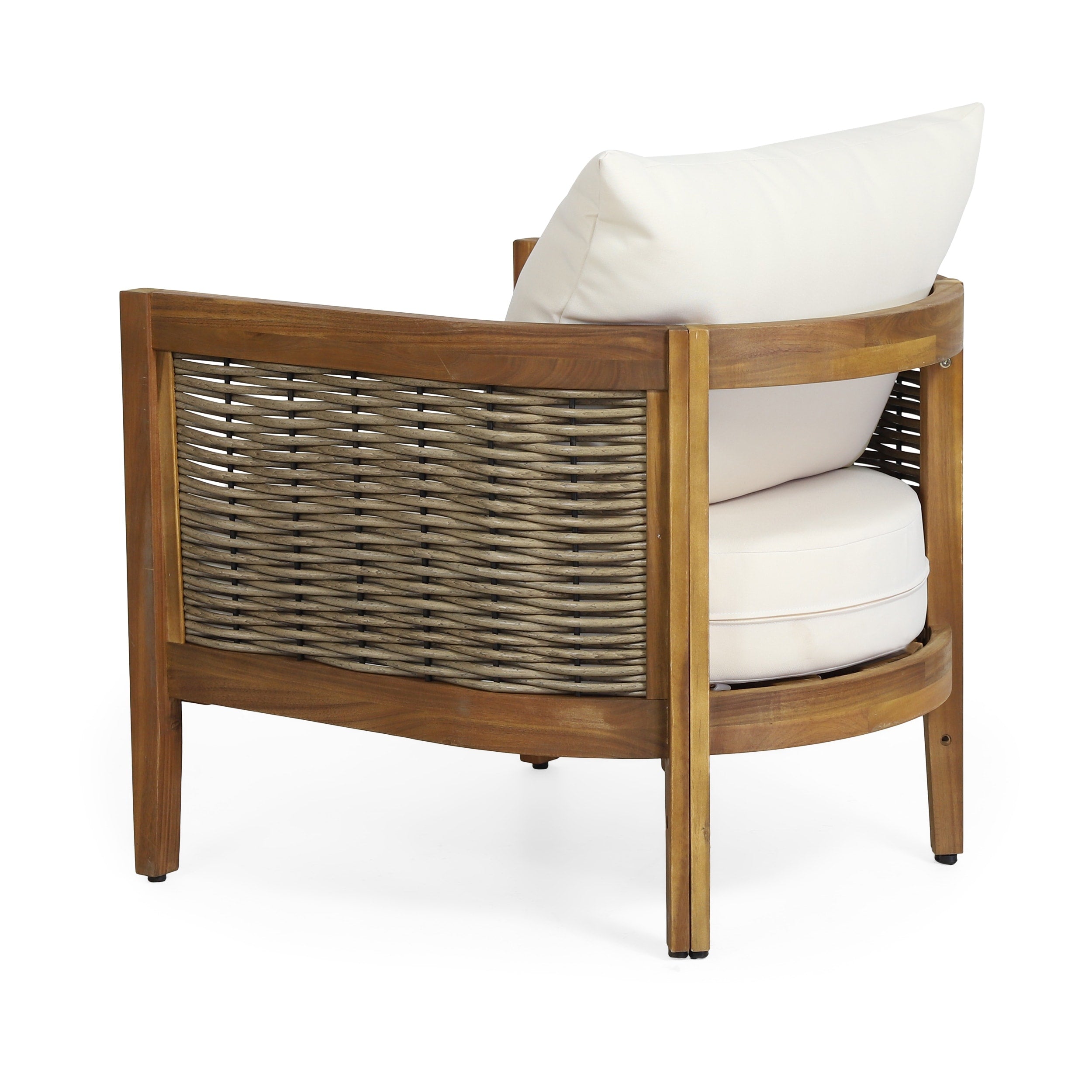Burchett Outdoor Acacia Wood and Wicker 4 Seater Chat Set with Optional Sunbrella Cushions by Christopher Knight Home