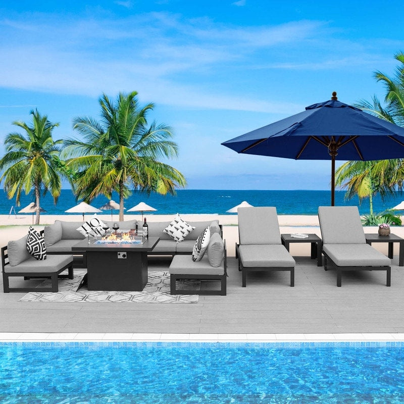 FINCATI Aluminum Outdoor Patio Furniture Conversation Sectional Sofa Set
