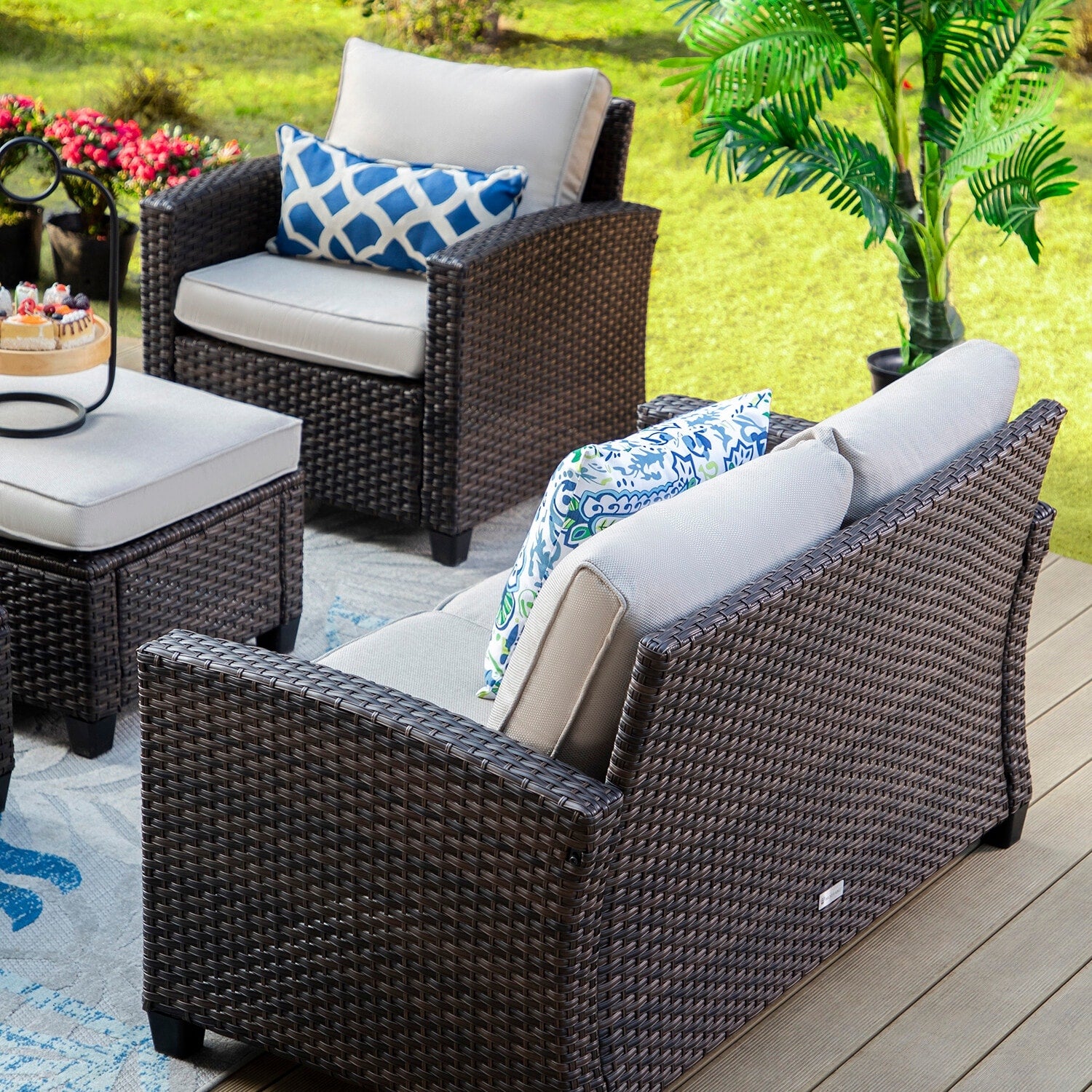 5/9-Seat Patio Furniture Wicker Rattan Outdoor Deep Seating Sectional Sofa Large Conversation Set