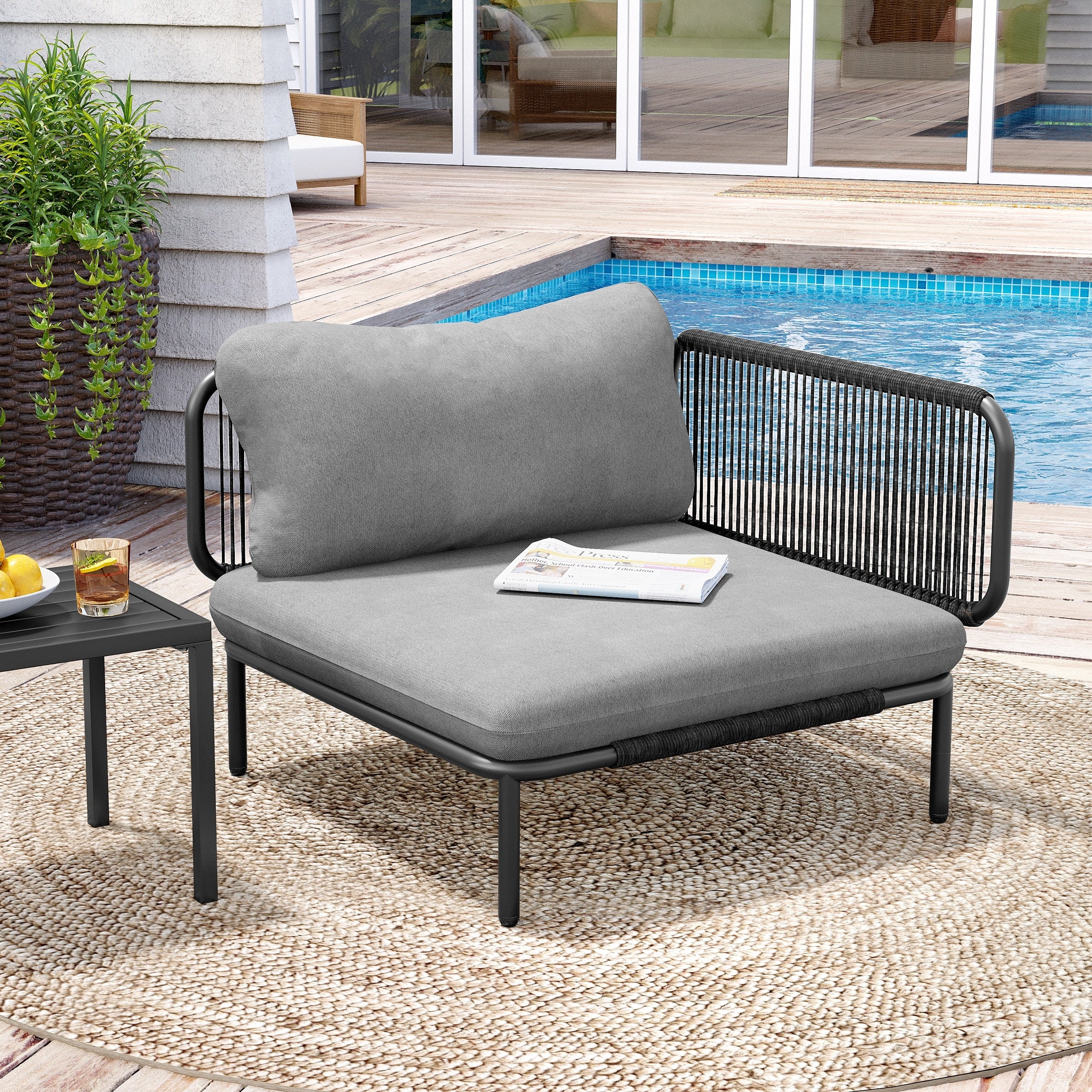 Outdoor Cushioned Sectional Sofa Chat Set Patio Furniture Conversation Set, Free Combination