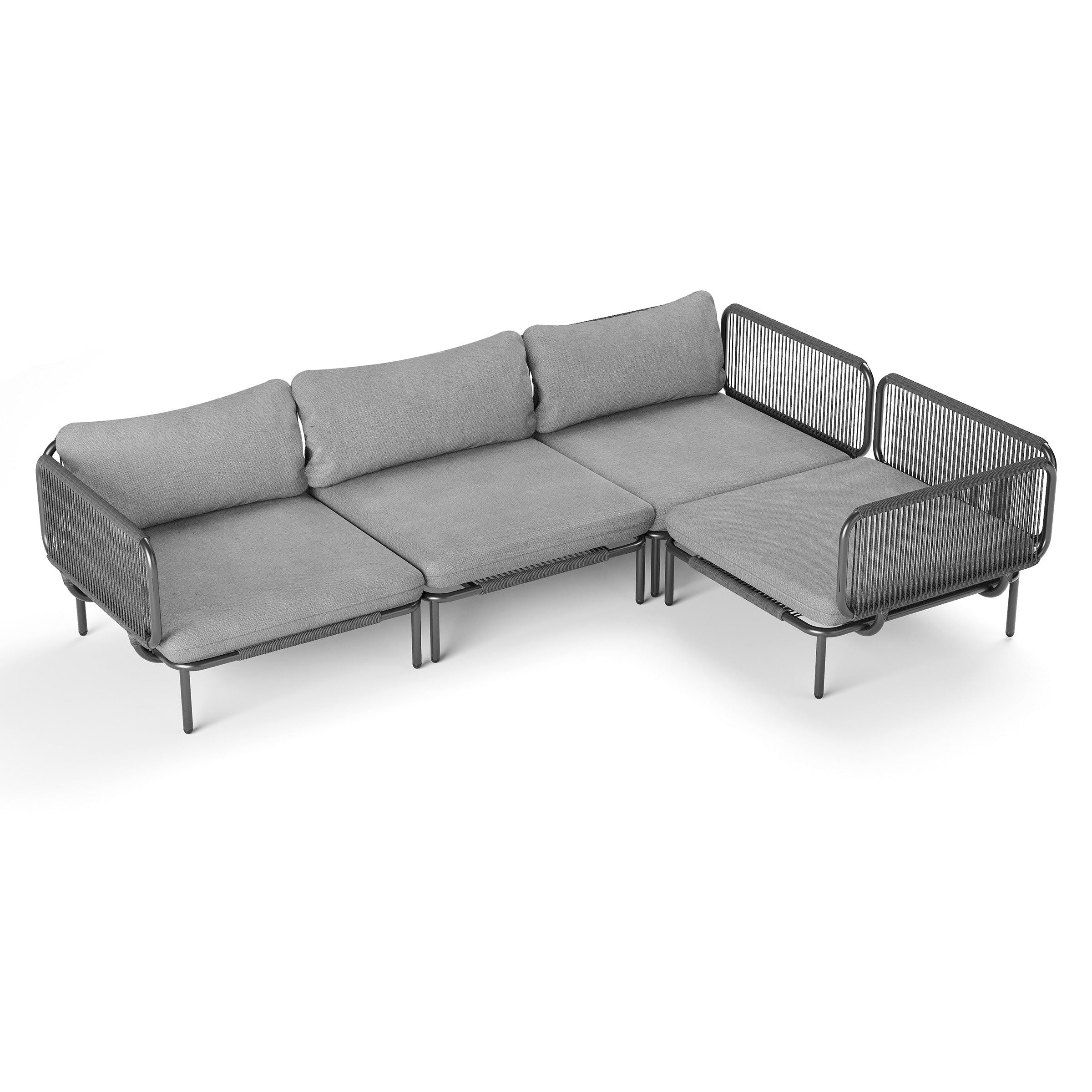 Outdoor Cushioned Sectional Sofa Chat Set Patio Furniture Conversation Set, Free Combination