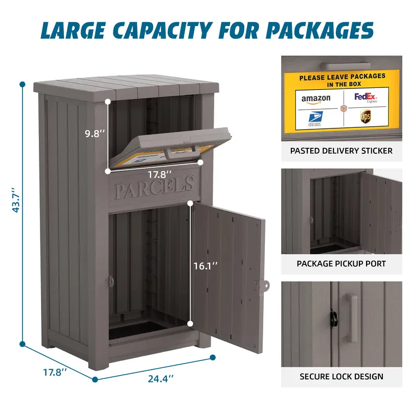 Package Delivery Box for Outside, Lockable Waterproof Anti-Theft Resin Parcel Drop Box