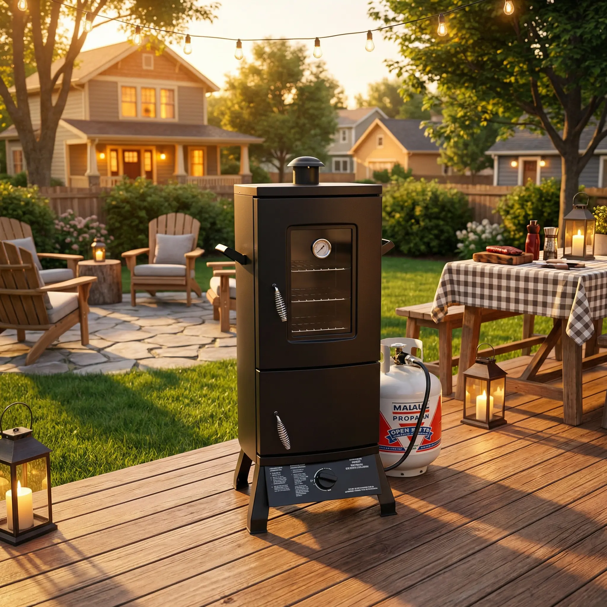 🔥🔥Last Chance Sale🔥Vertical Barbecue Smoker Set with Cover, Grills, 3 Removable Shelves, Temperature Control, Sturdy Alloy Steel Construction