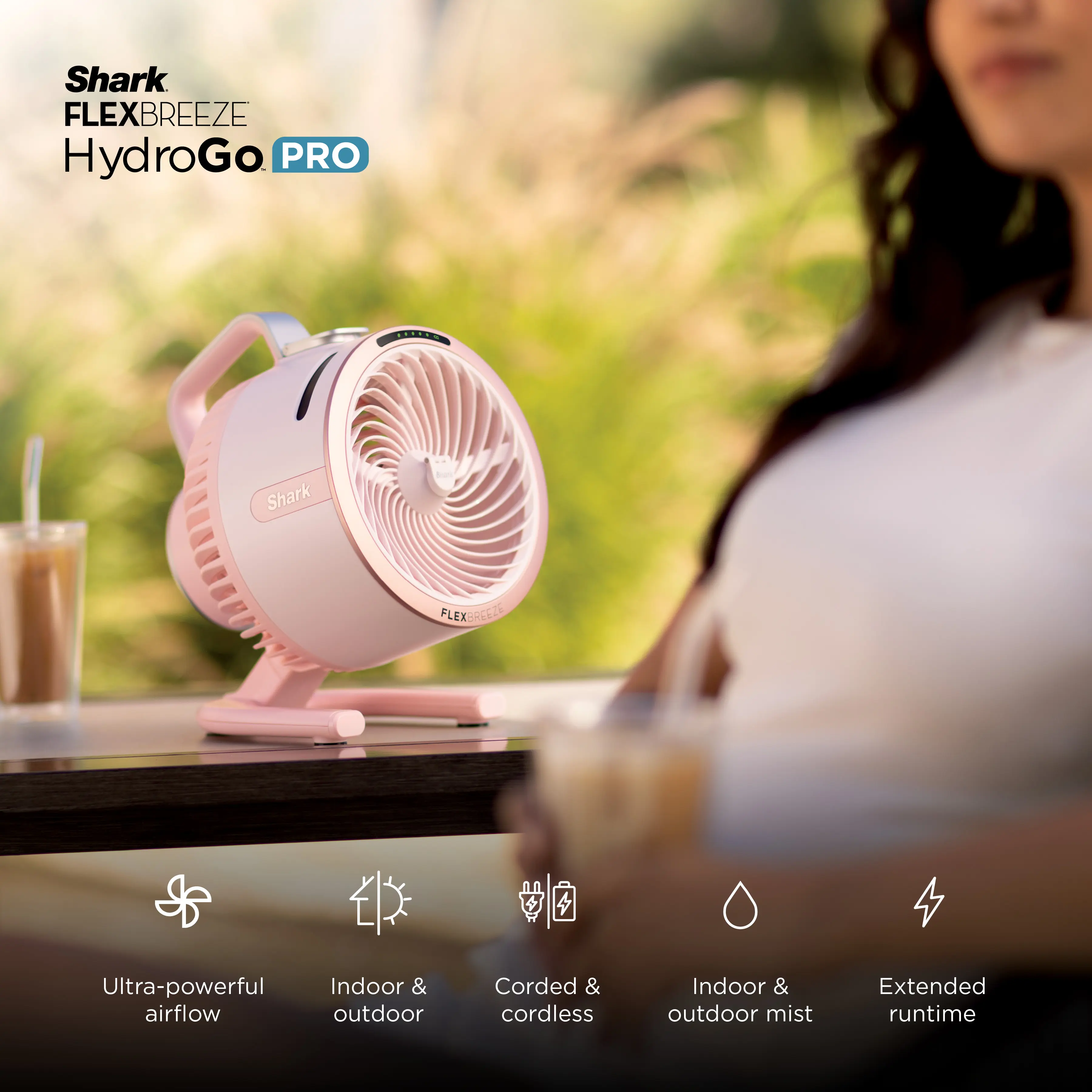 Portable HydroGo Pro evaporative cooler fan, lightweight energy-saving water cooling unit for patio, camping, RV outdoor cooling, quiet portable swamp air cooler.
