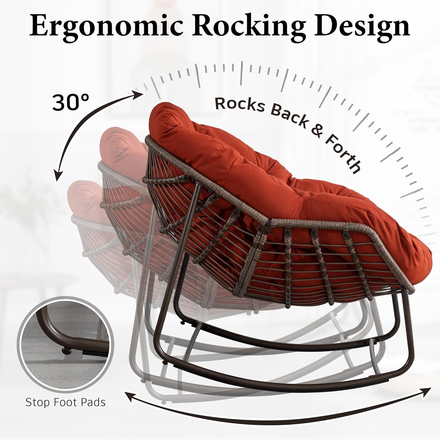Oversized Outdoor Egg Rocking Chair with Thick Cushion – Comfortable Patio & Indoor Lounge Seating Clearance Sale