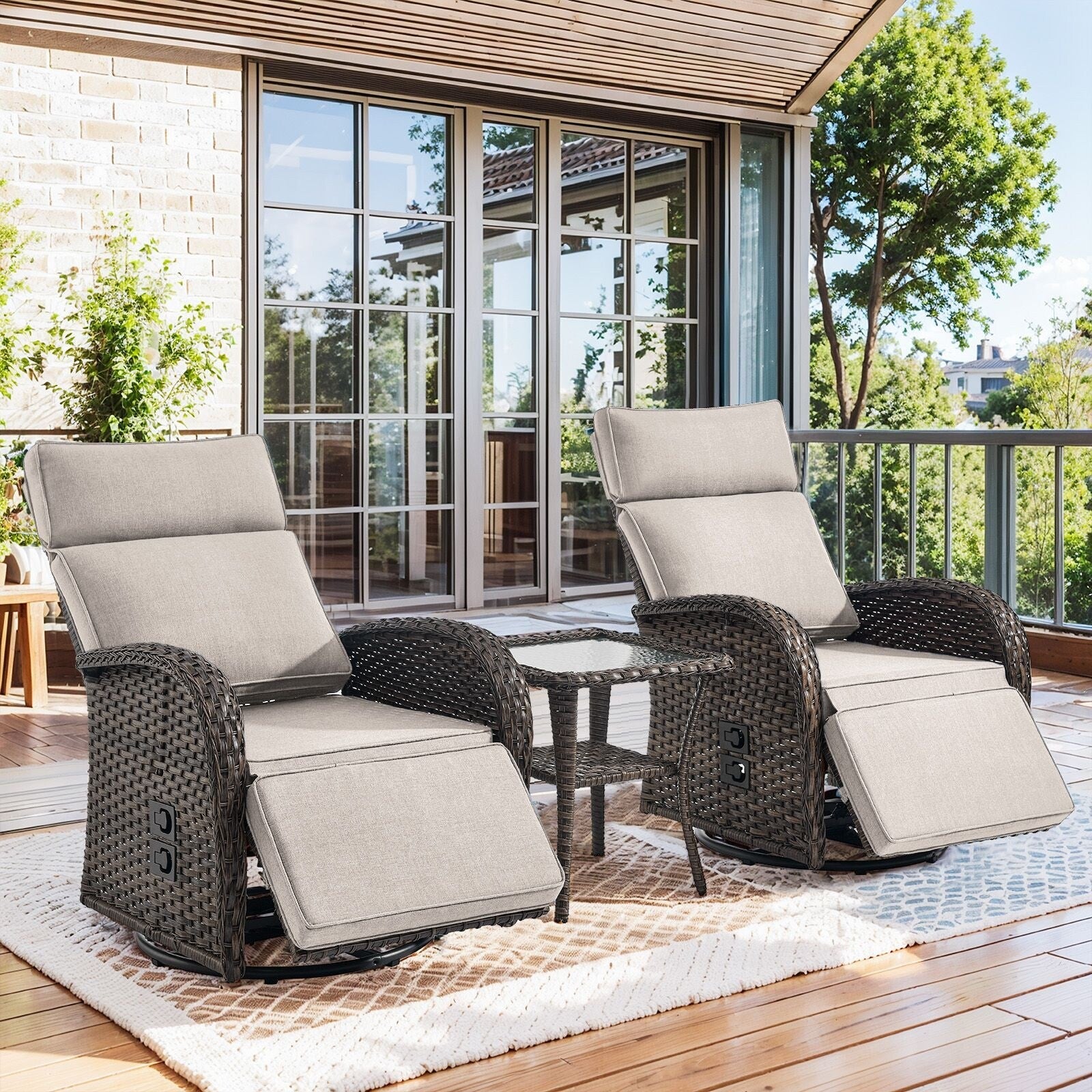 Pocassy Reclining Patio Chair with Adjustable Backrest