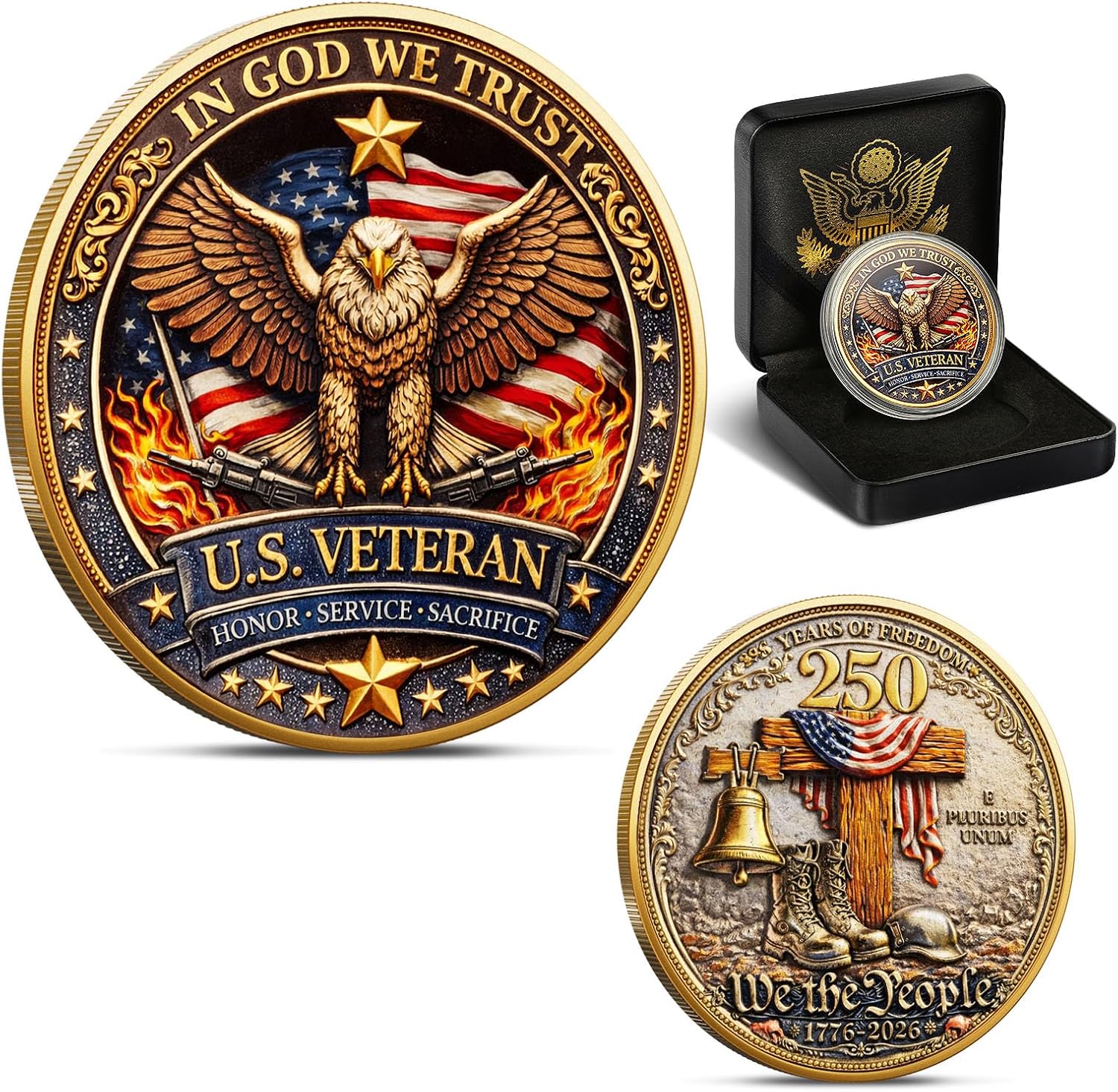 250th Anniversary U.S. Army Commemorative Coin Double-Sided High Relief Design 1775-2025 Military Collector Coin Veteran Gift Patriotic Metal Challenge Coin (Army)
