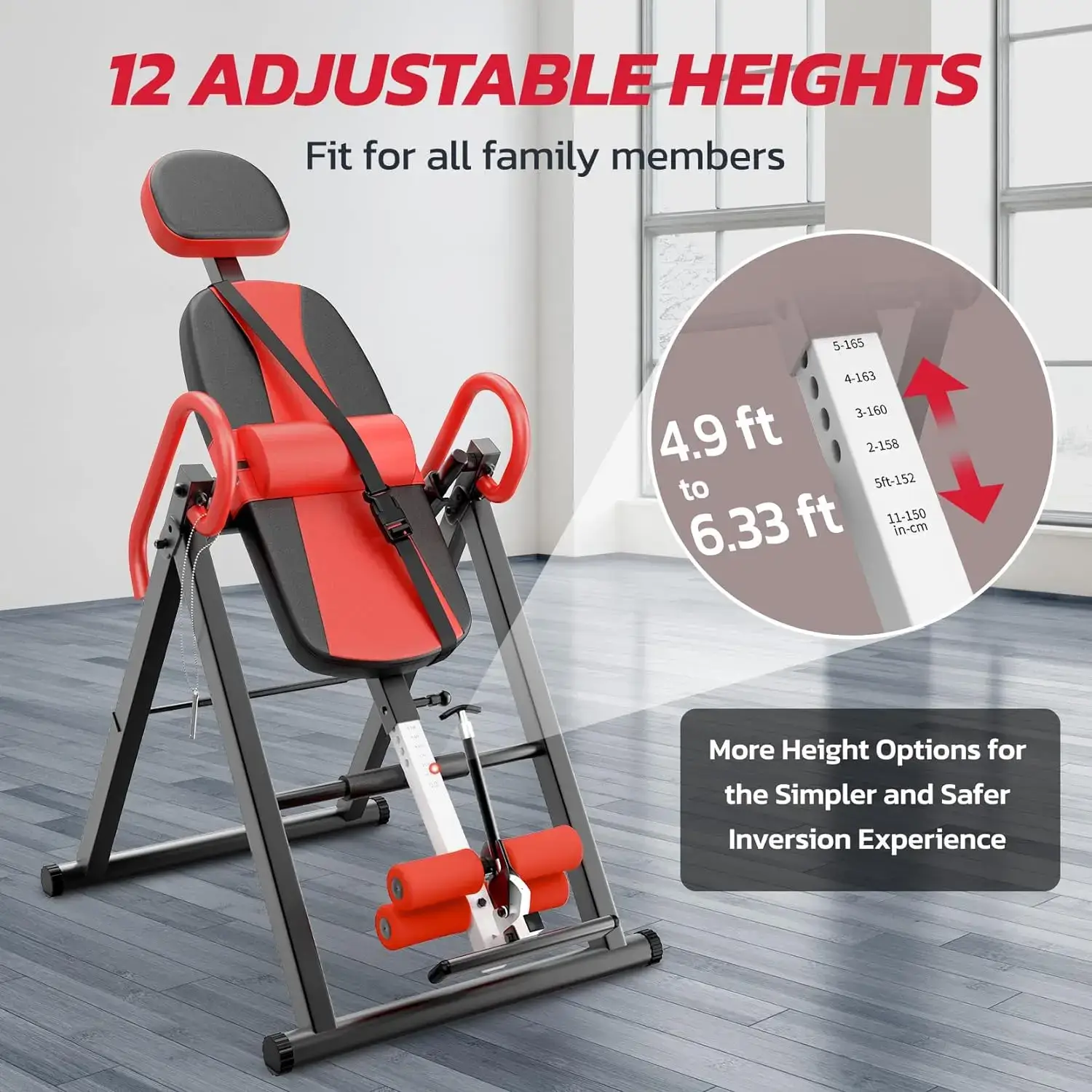 Heavy Duty Gravity Inversion Table | Adjustable Safety Belt & Headrest for Back Pain Relief Home Therapy