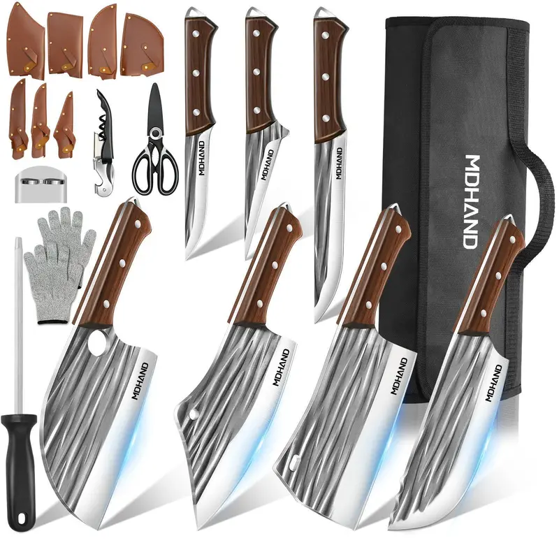 🔥 Special Offer — 14-Piece High-Carbon Stainless Steel Kitchen Knife Set with Wooden Handles & Accessories 🔪