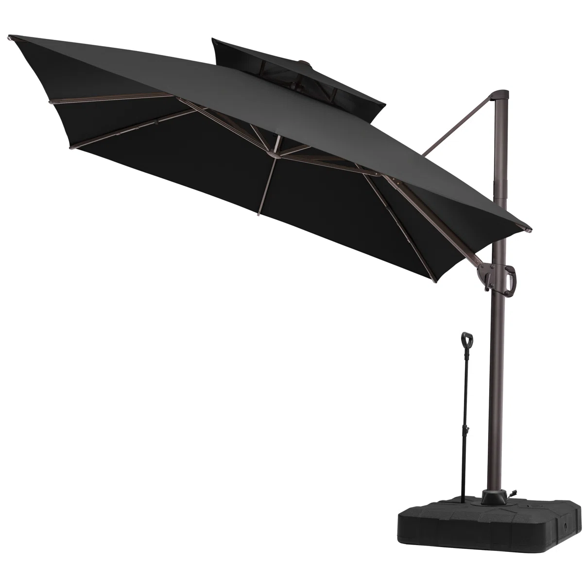 118'' Square Cantilever Umbrella with Counter Weighted Wheel Base