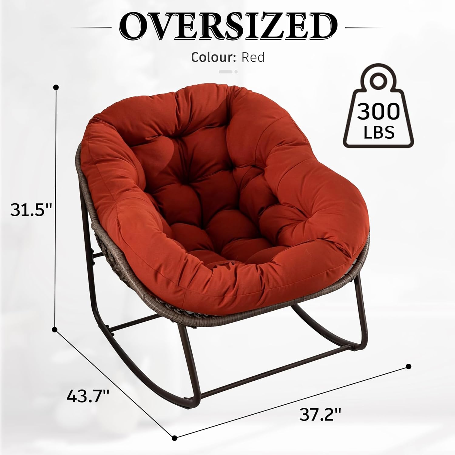 Oversized Outdoor Egg Rocking Chair with Thick Cushion – Comfortable Patio & Indoor Lounge Seating Clearance Sale