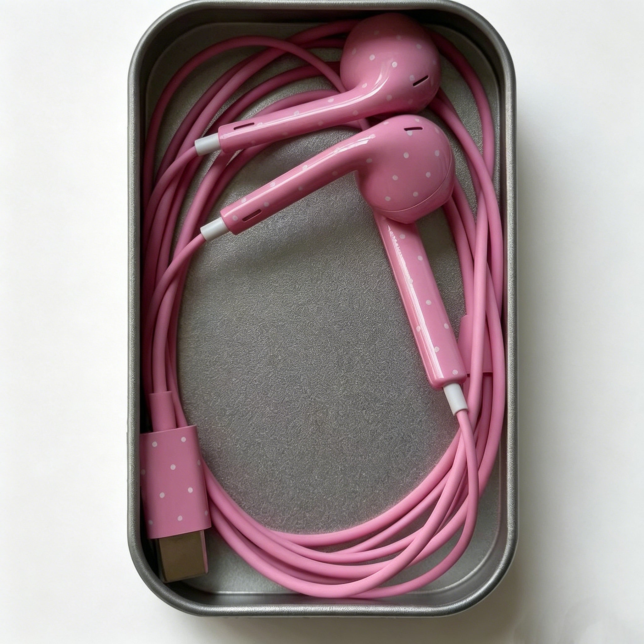 Polka-dot Coloured Wired Earbuds with Microphone in-Ear Headphones