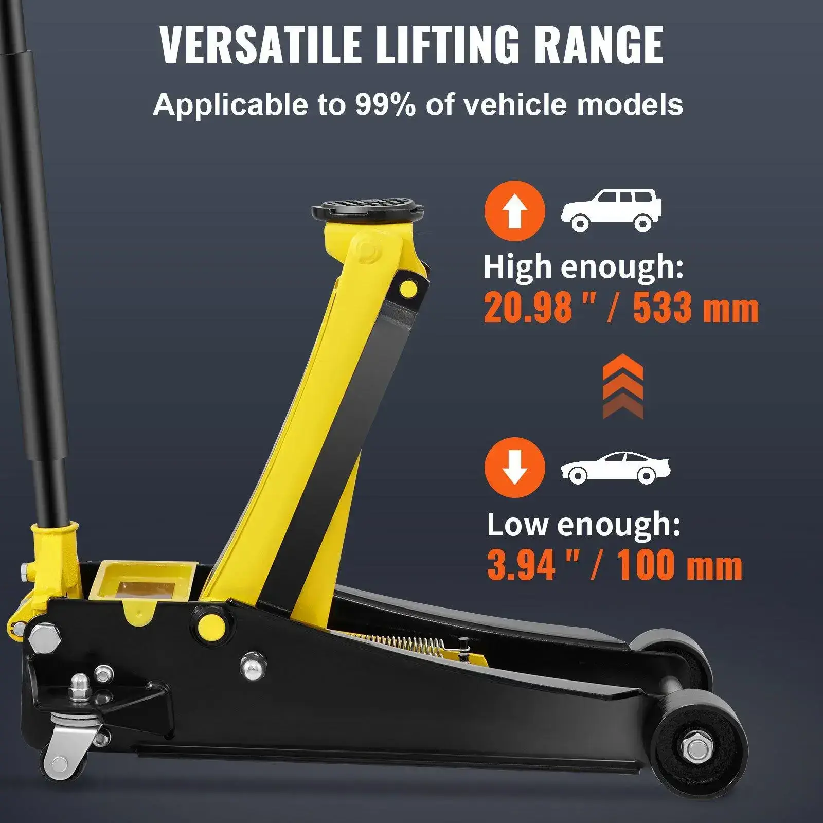 Low Profile Floor Jack 4 Ton Heavy Duty Steel Dual Piston Rapid Pump Portable Car Wheel