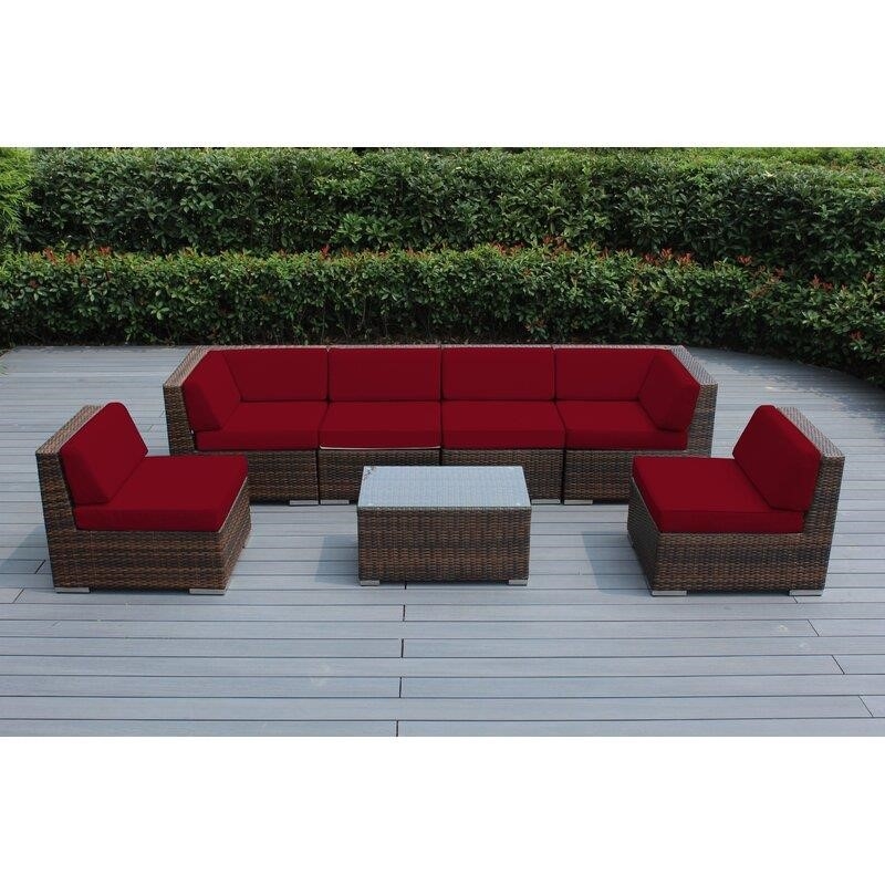 Barneveld Wicker/Rattan 6 - Person Seating Group with Cushions