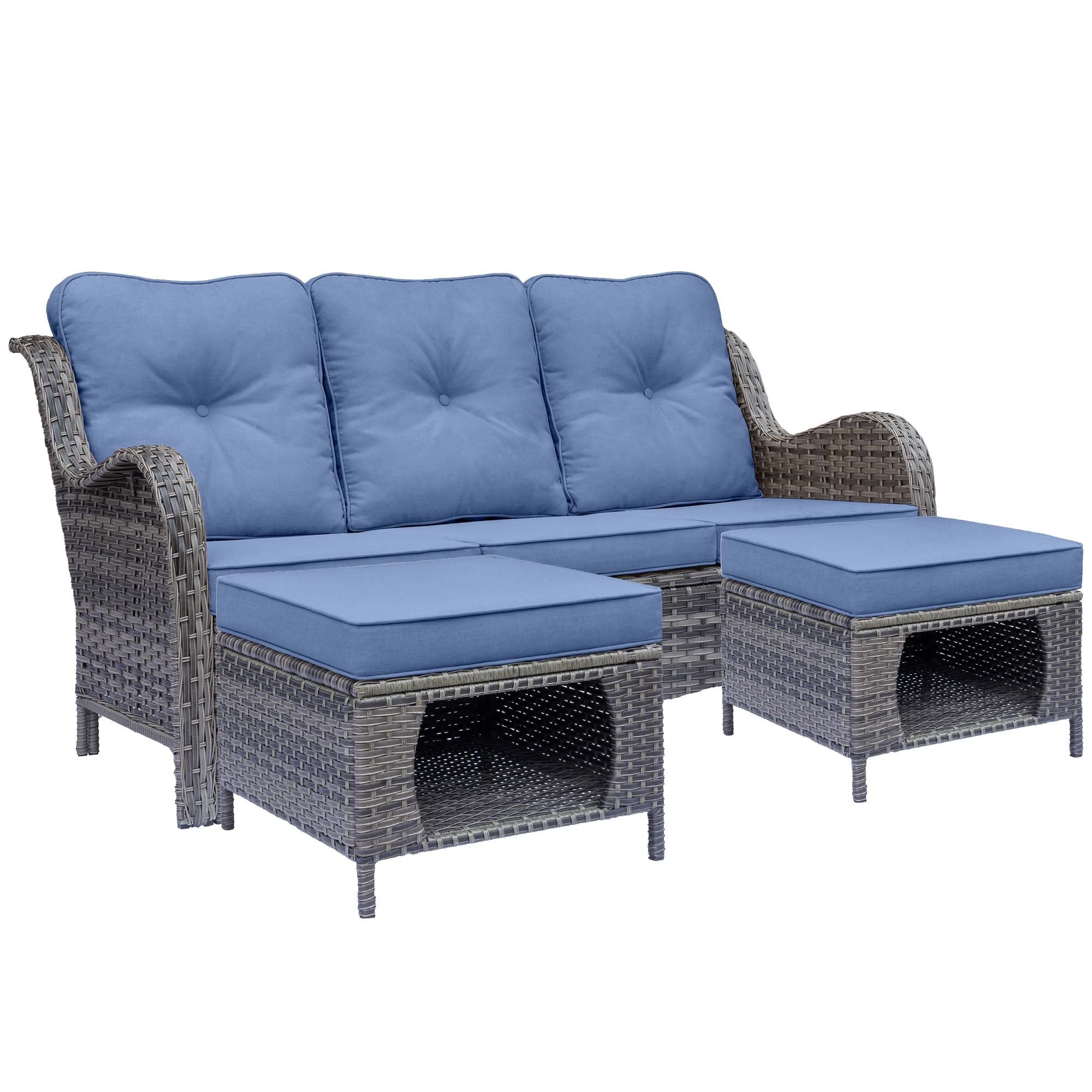 Outdoor Patio Furniture Set-Wicker Patio Conversation Swivel Chair Set